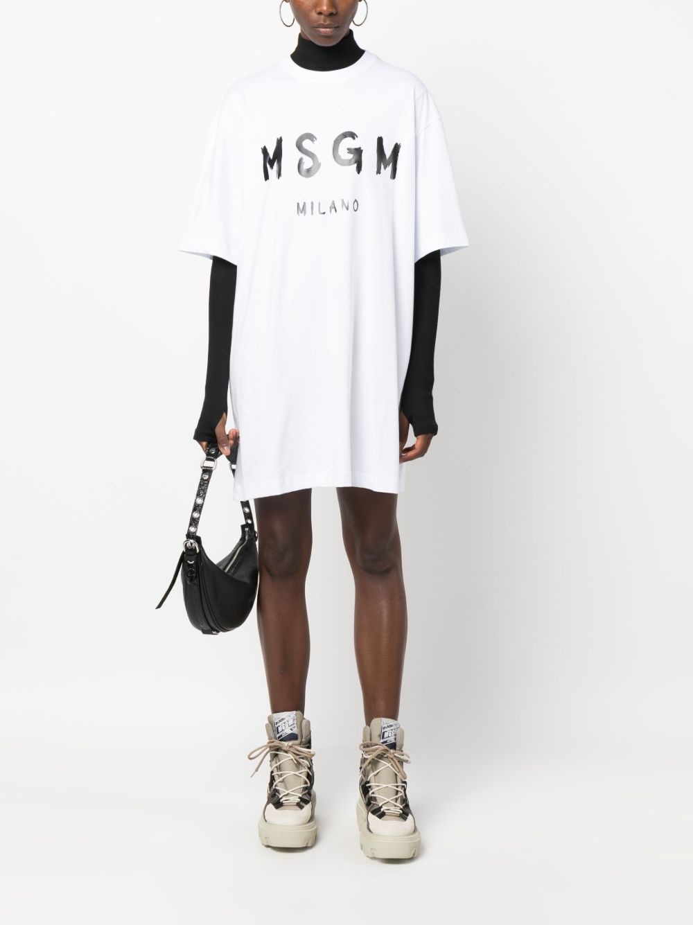 logo-print cotton T-shirt dress - 2