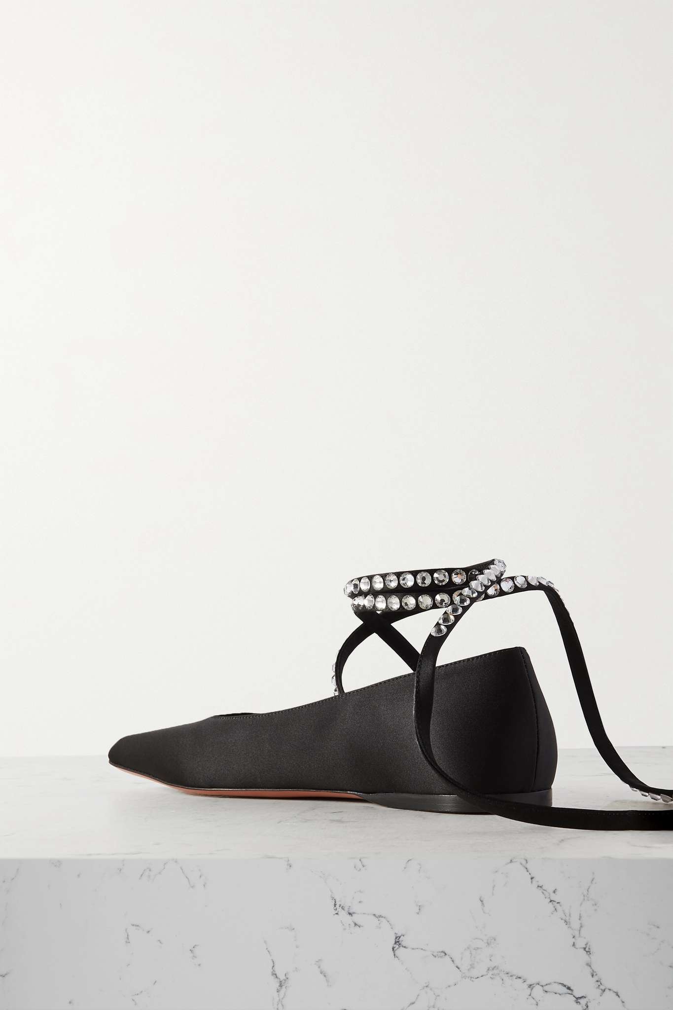Ane crystal-embellished satin ballet flats - 3