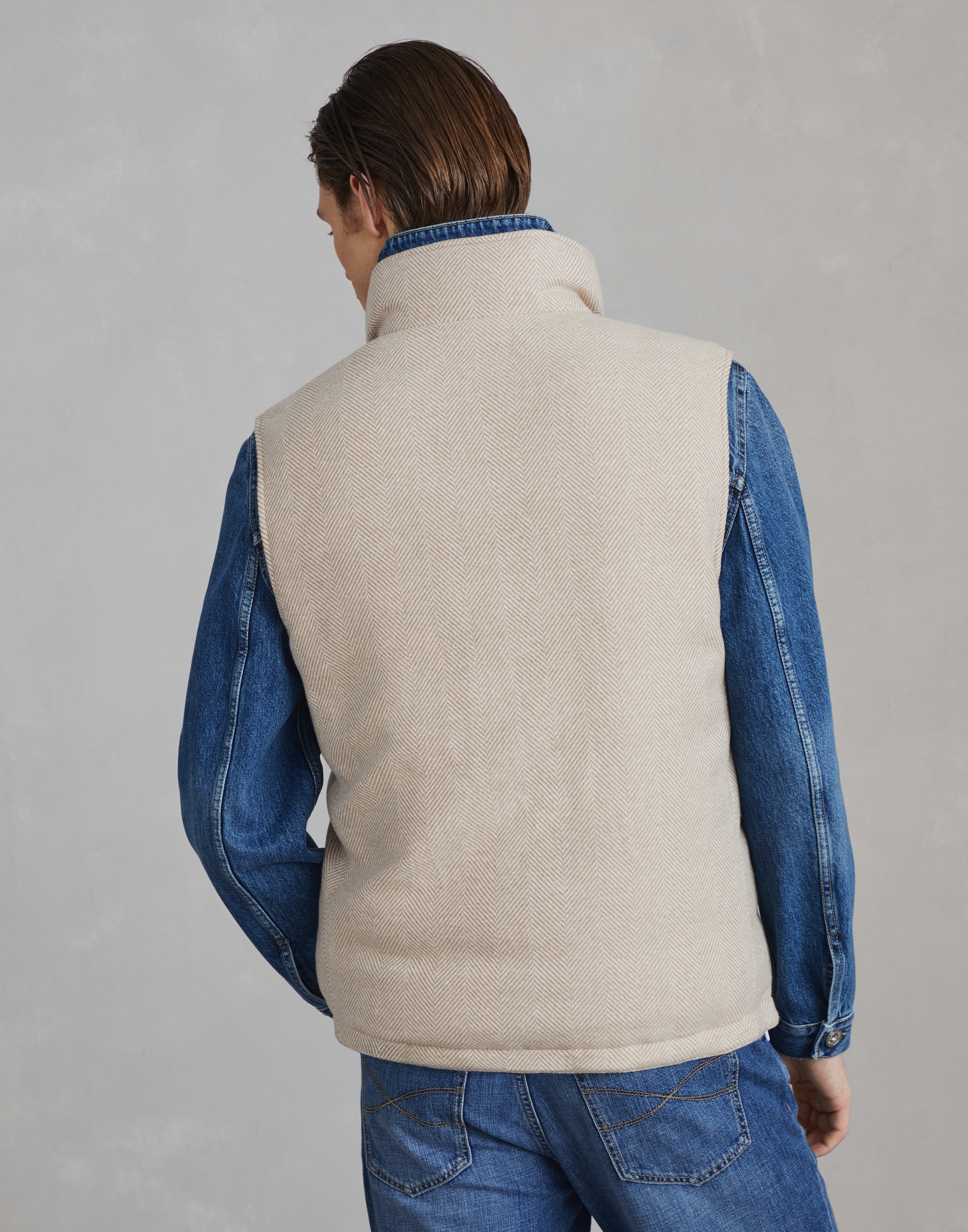 Brushed wool and cashmere chevron down vest - 2