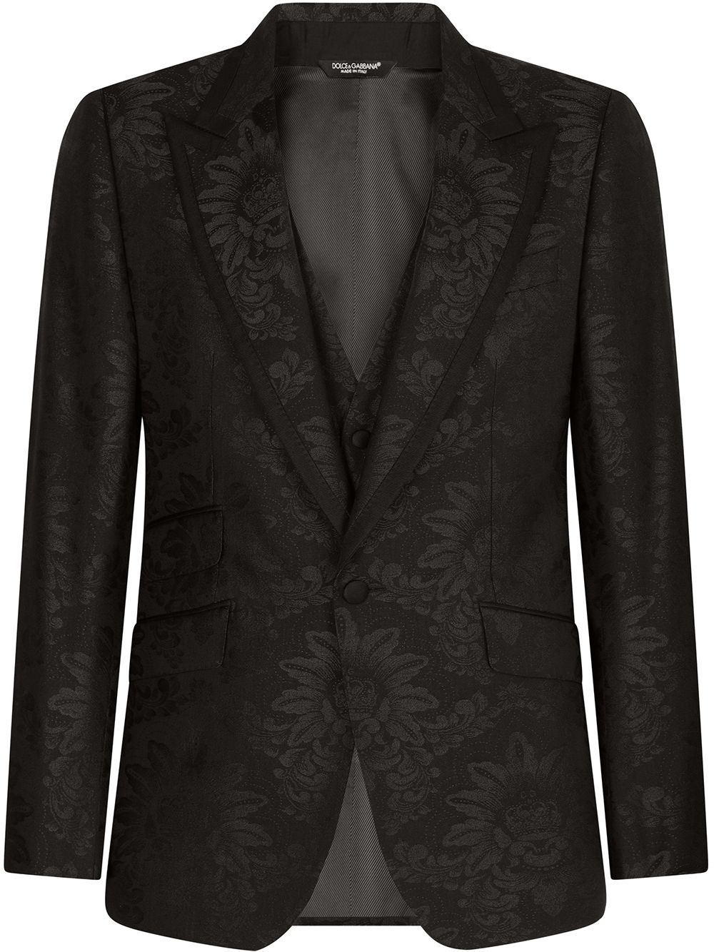 patterned-jacquard single-breasted suit - 1