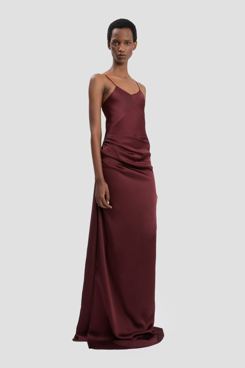 Draped Cami Floor-Length Dress In Cinnabar Red 3