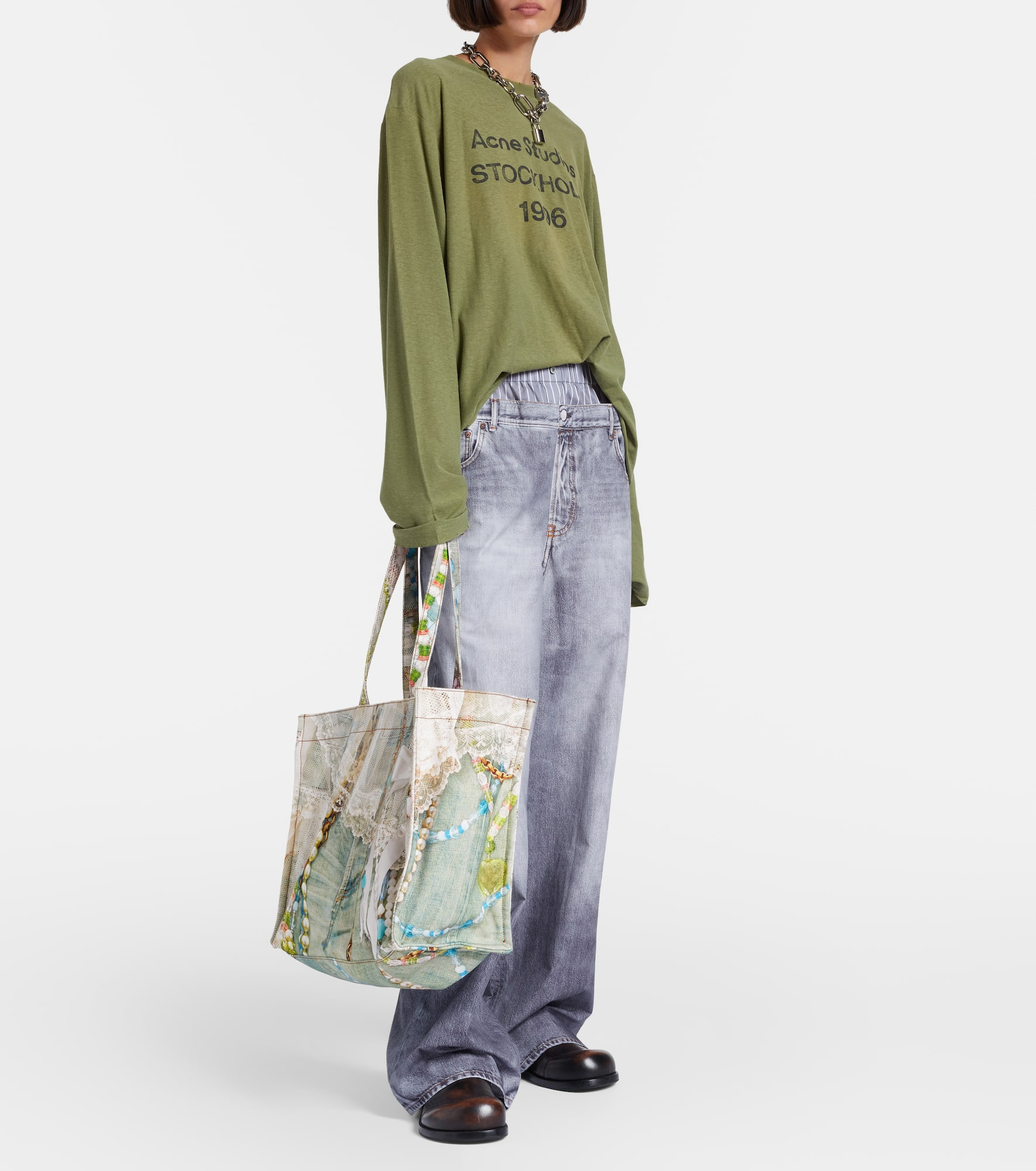 Logo trompe l'oeil canvas tote bag - 5