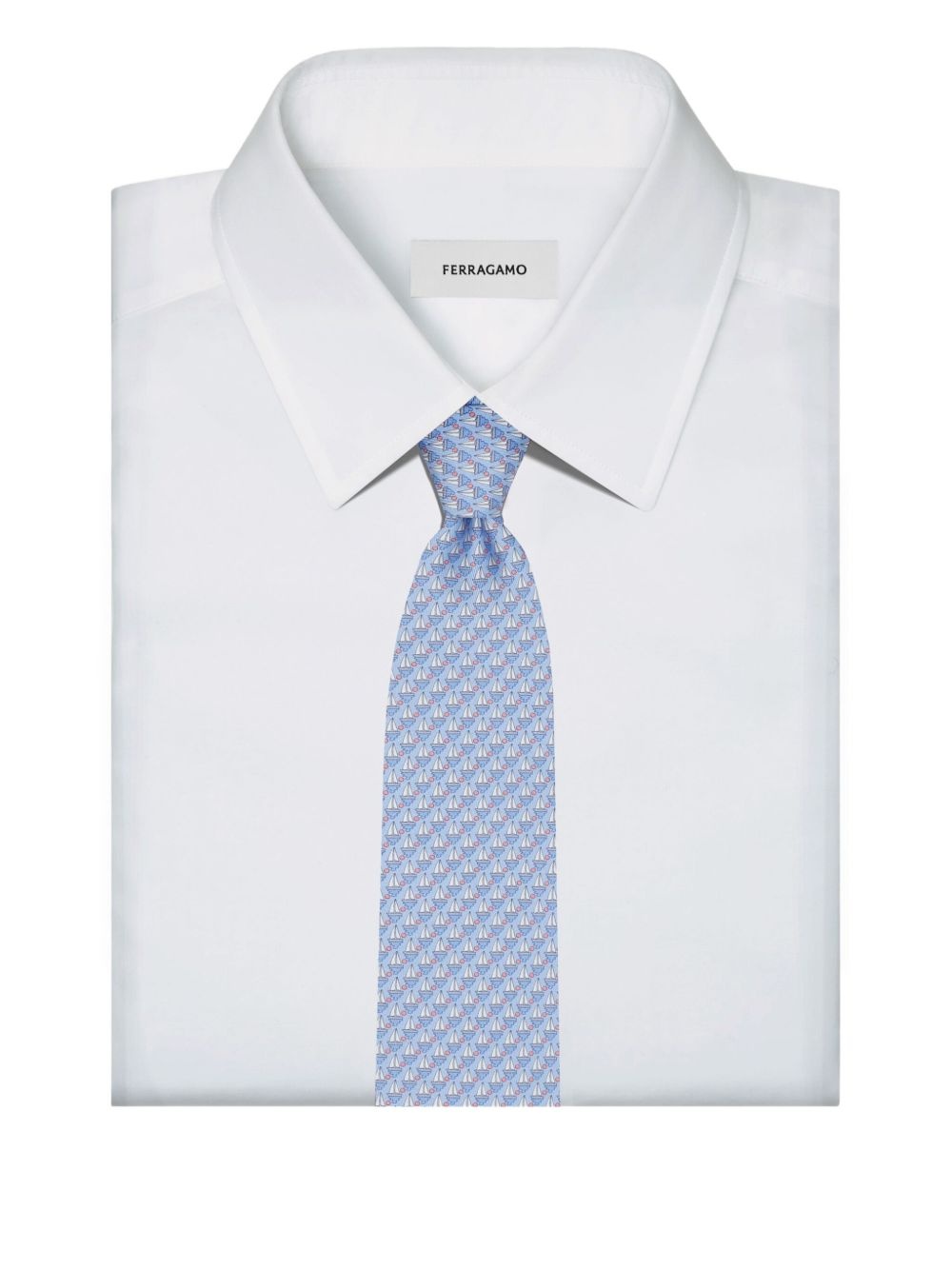 sailboat-print silk tie - 4