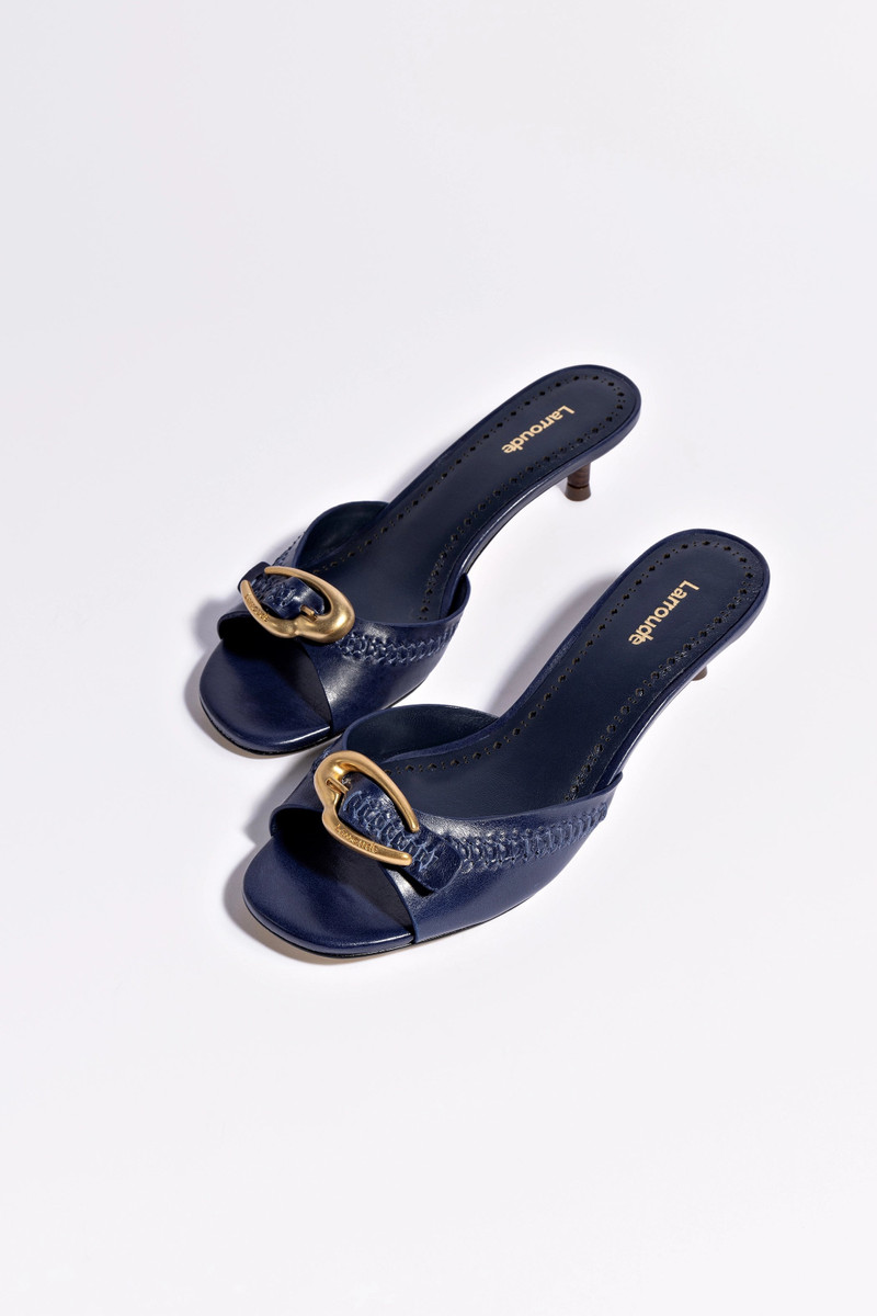 Verona Mule In Navy Leather 6