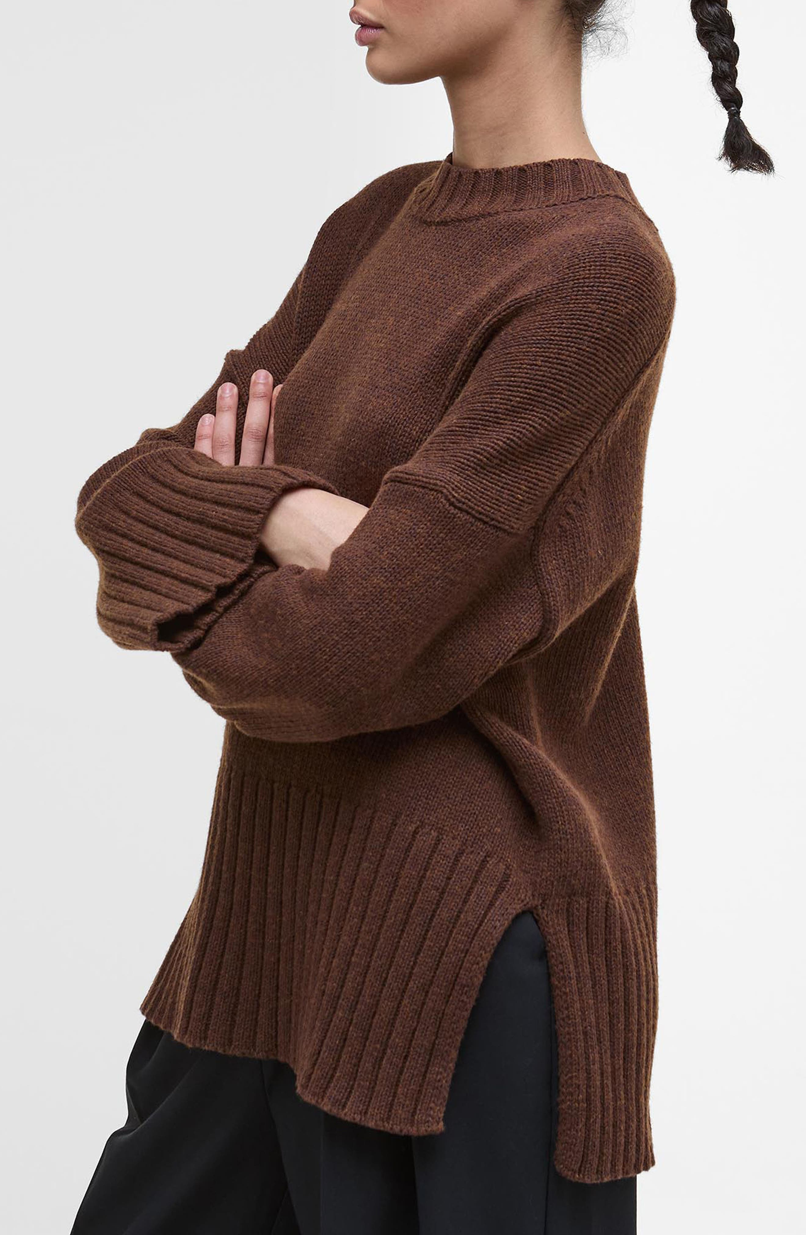 Barbour Sophia Cotton & Wool Blend Tunic Sweater in Vicuna at Nordstrom - 3