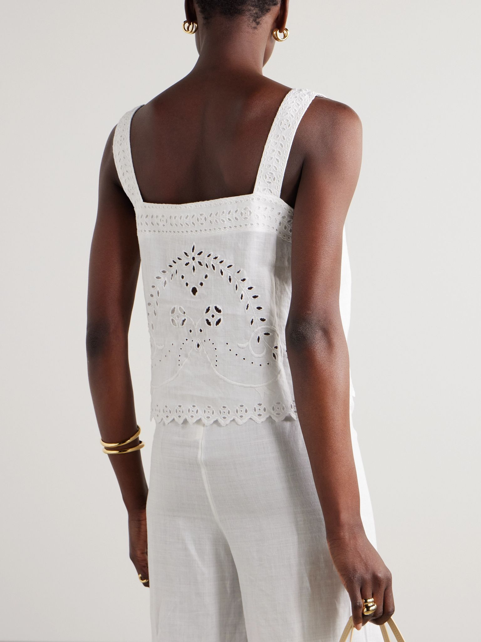 Belvoir broderie anglaise linen tank White - 3