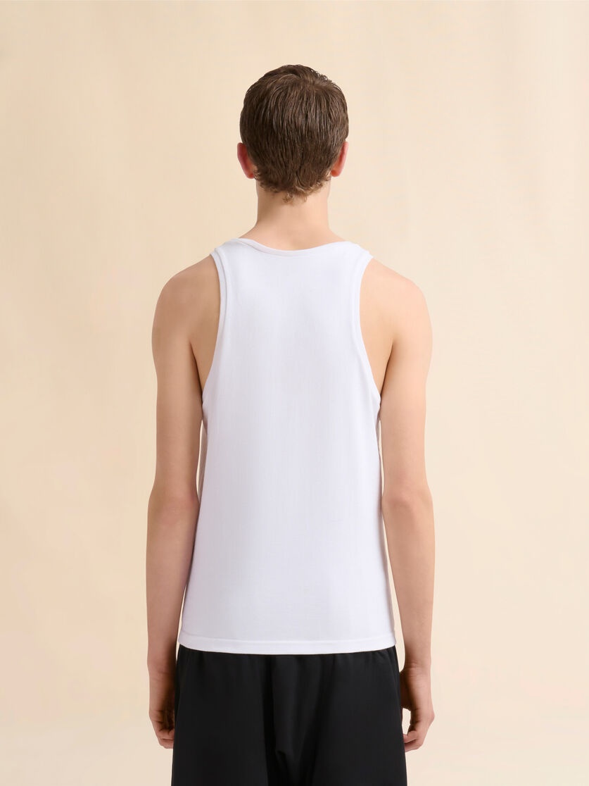 BLACK COTTON TANK TOP WITH MOHAIR EMBROIDERY - 3