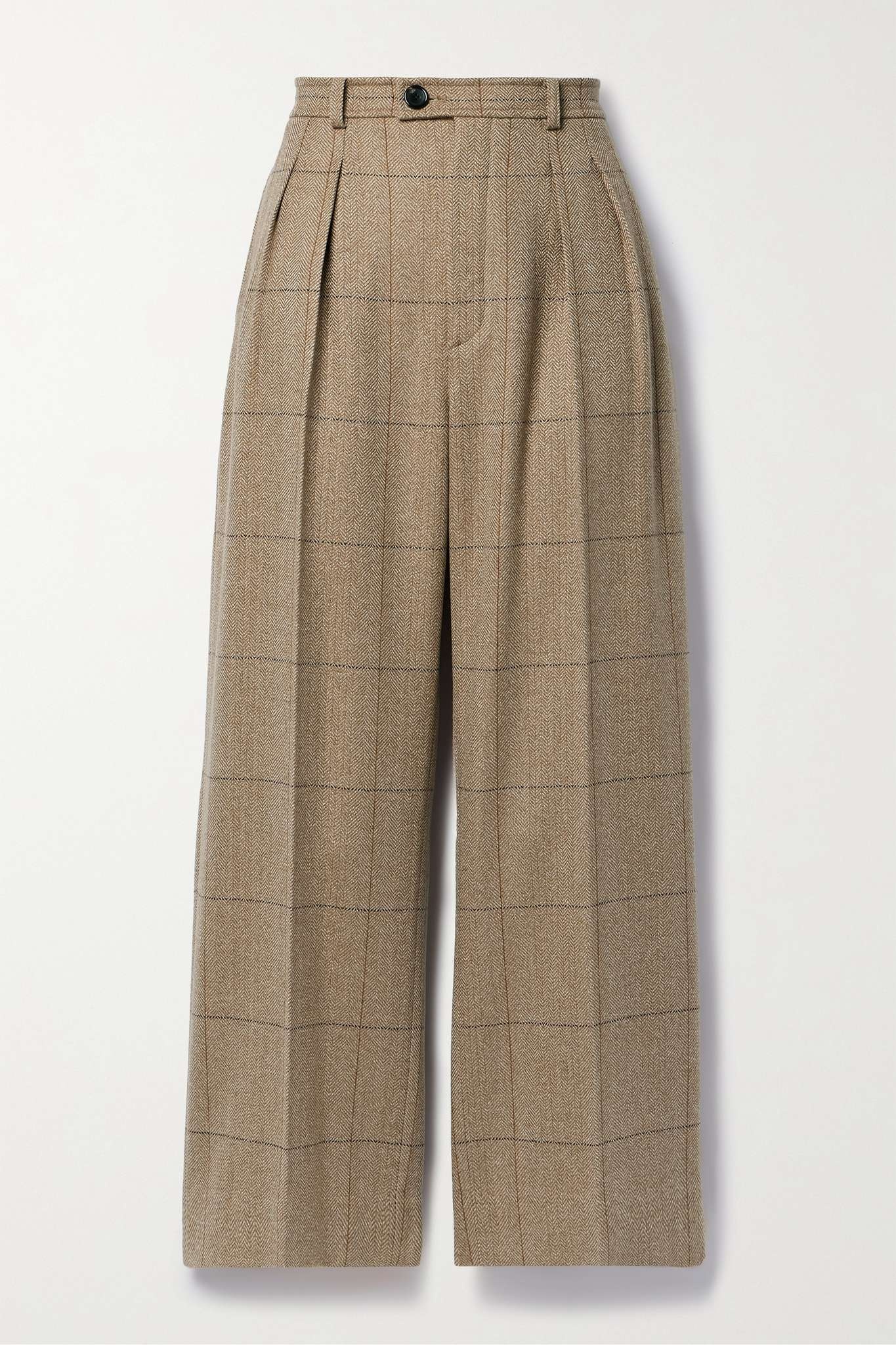 Yurik checked herringbone cashmere straight-leg pants - 1