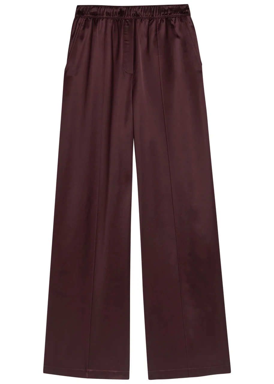 Tory Burch Pintuck Wide-leg Satin Trousers - 1