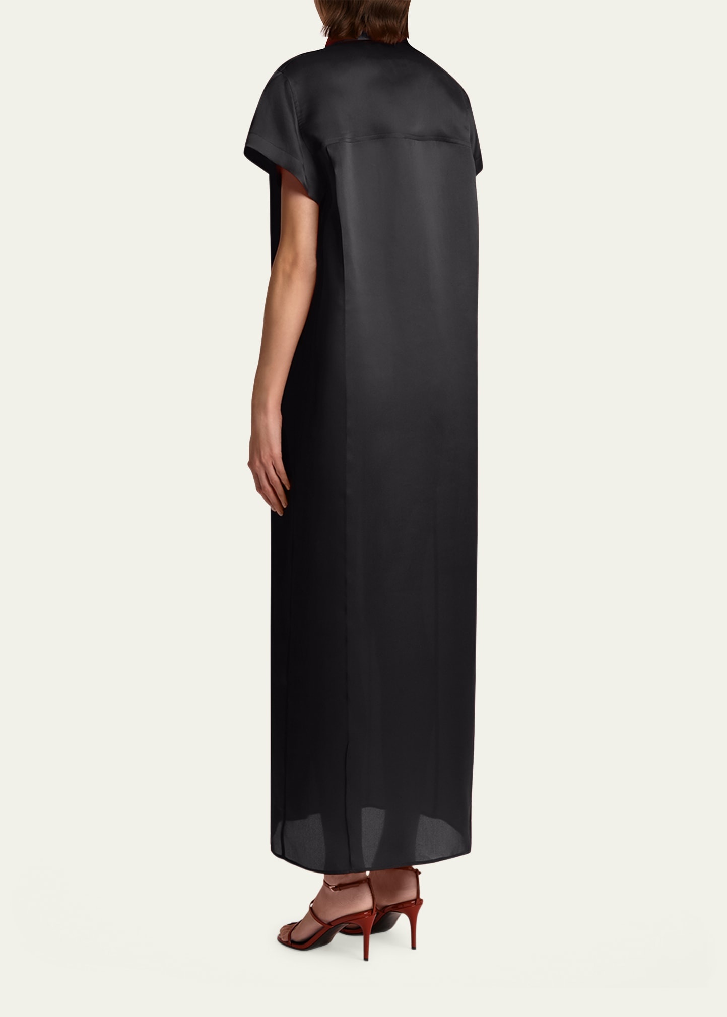 Effy Short-Sleeve Silk Organza Maxi Dress - 3