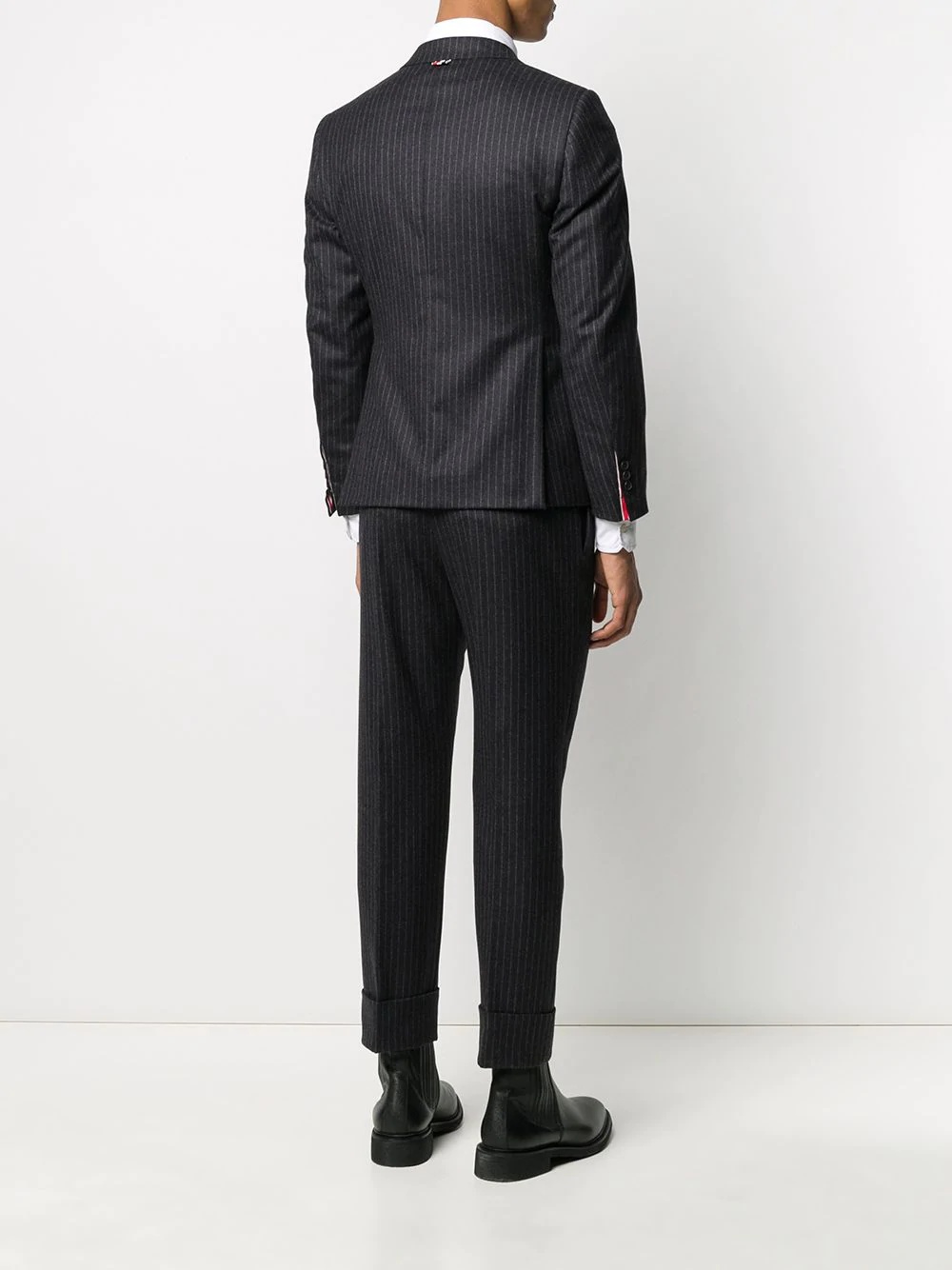 narrow chalk-stripe flannel suit - 4