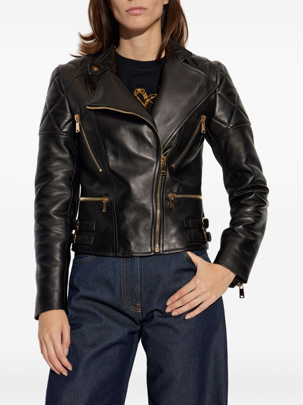 quilted leather jacket - 3