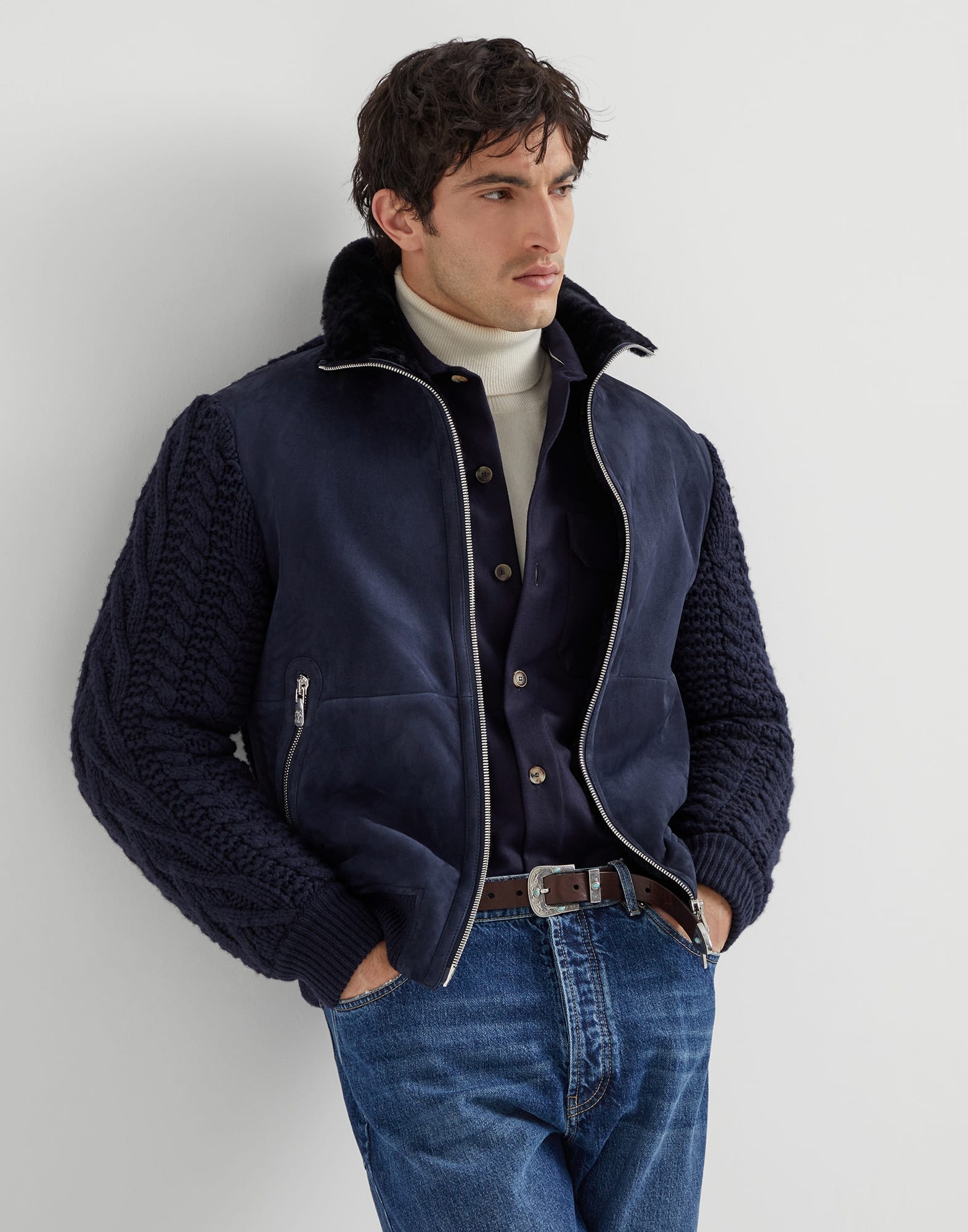 Virgin wool flannel overshirt with chest pockets - 4