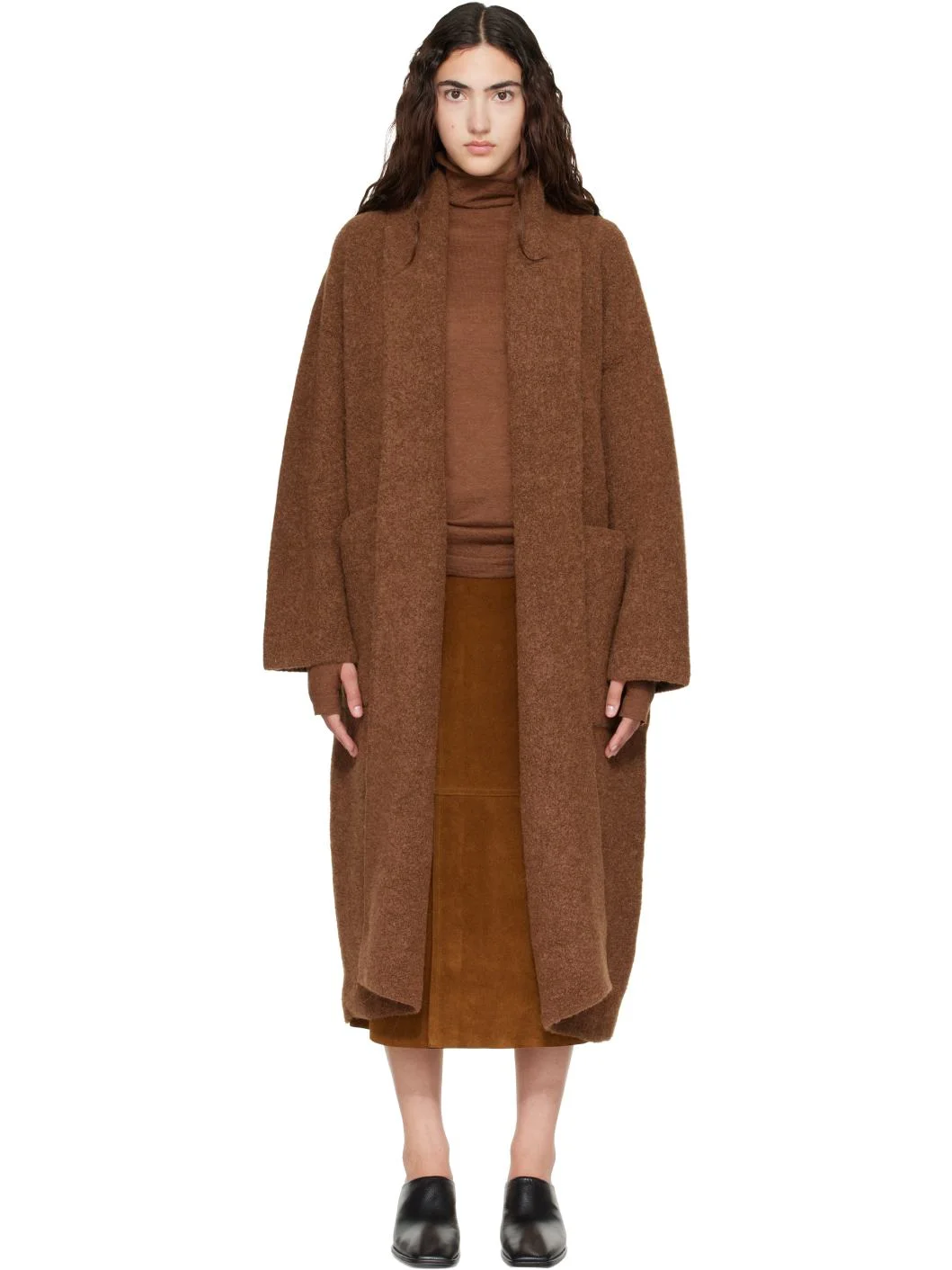 Brown Double Face Long Coat - 1