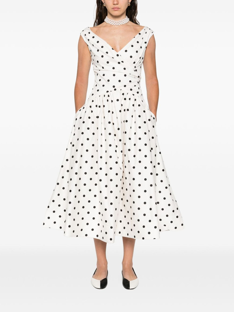 self-portrait polka-dot wrap midi dress outlook
