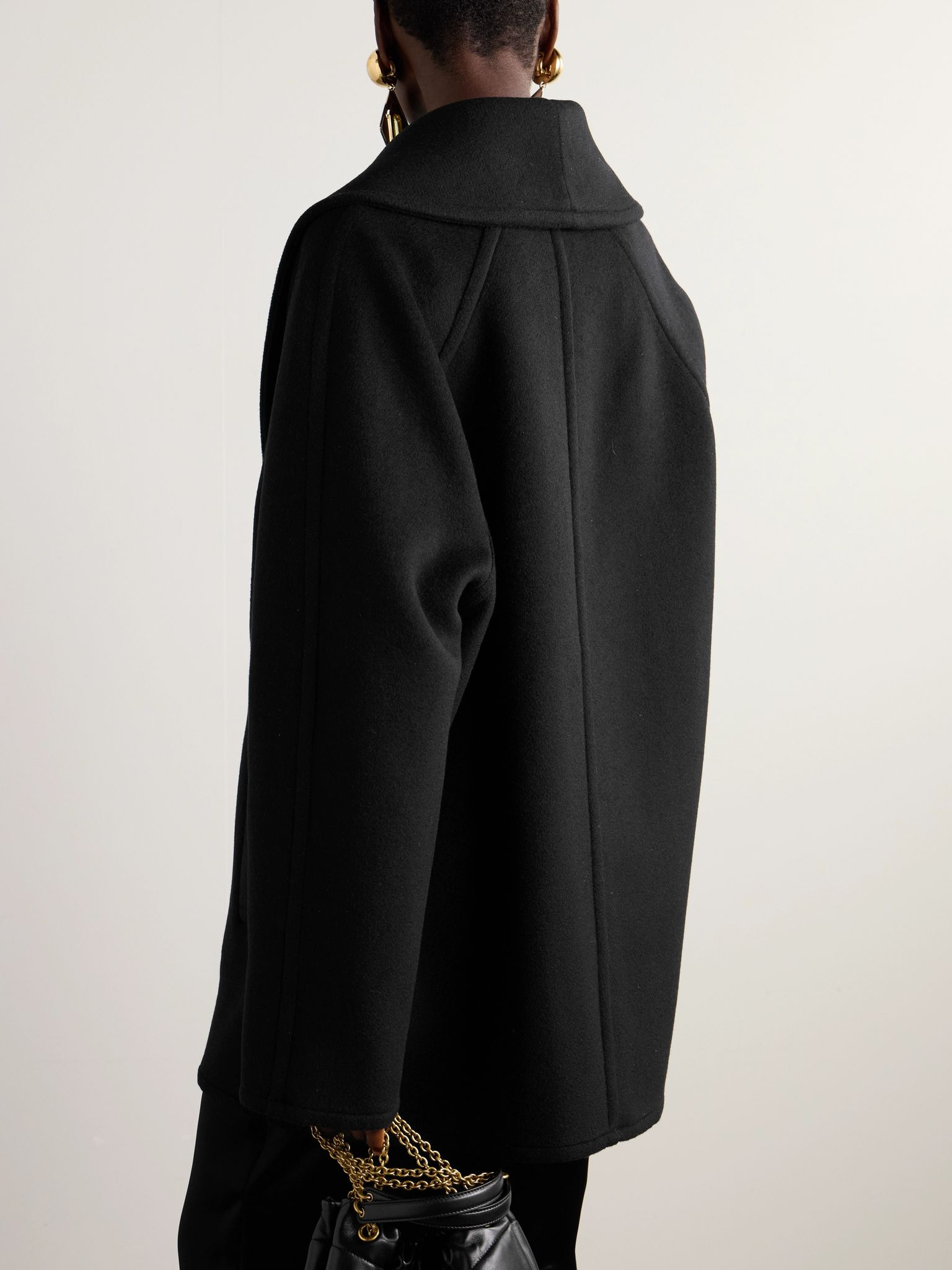 Double-breasted wool and cashmere-blend coat Black - 4
