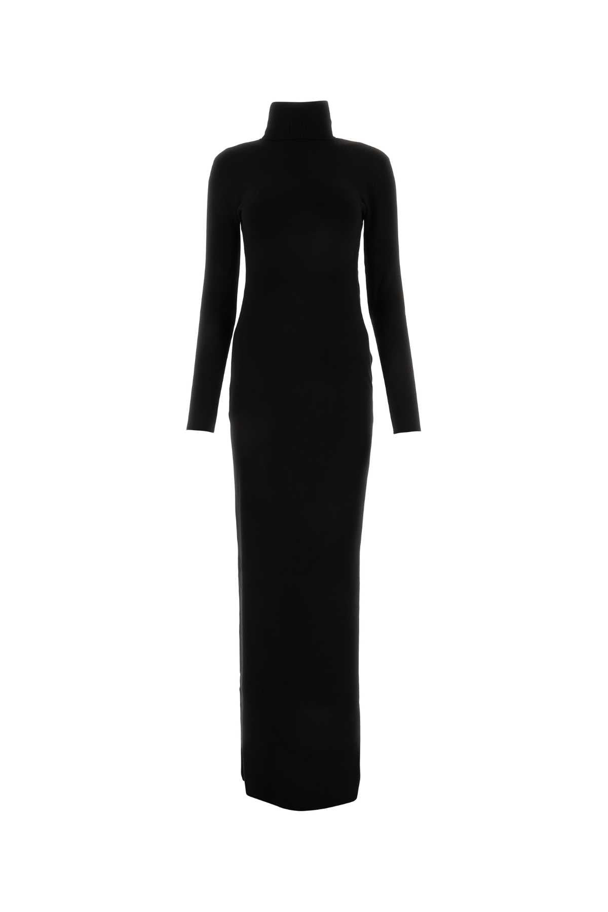 Saint Laurent Women Black Wool Long Dress - 1