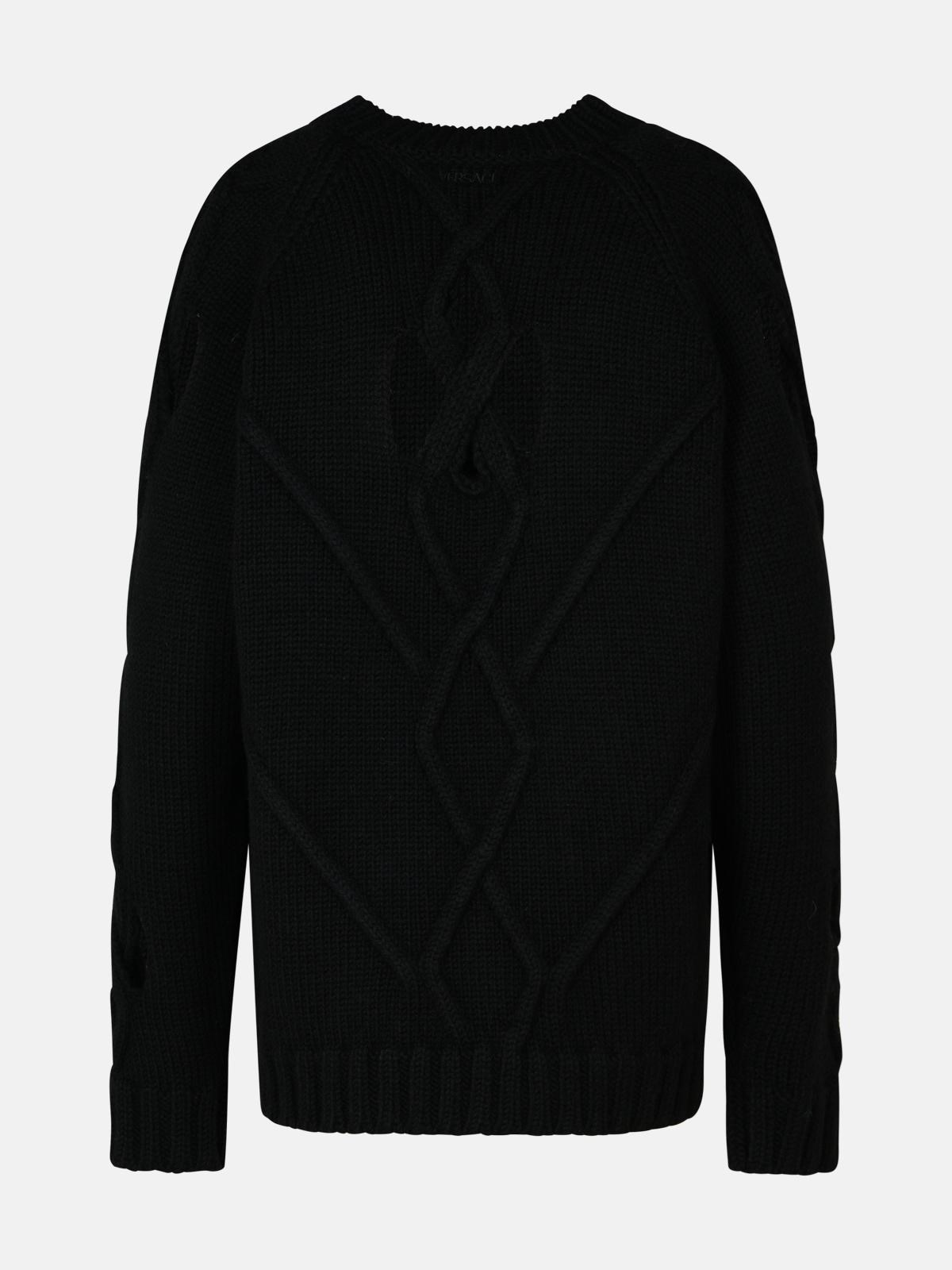 BLACK WOOL BLEND SWEATER - 3