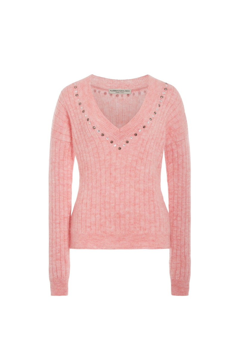 MOHAIR KNITTED V-NECK JUMPER 와 HOTFIX - 1
