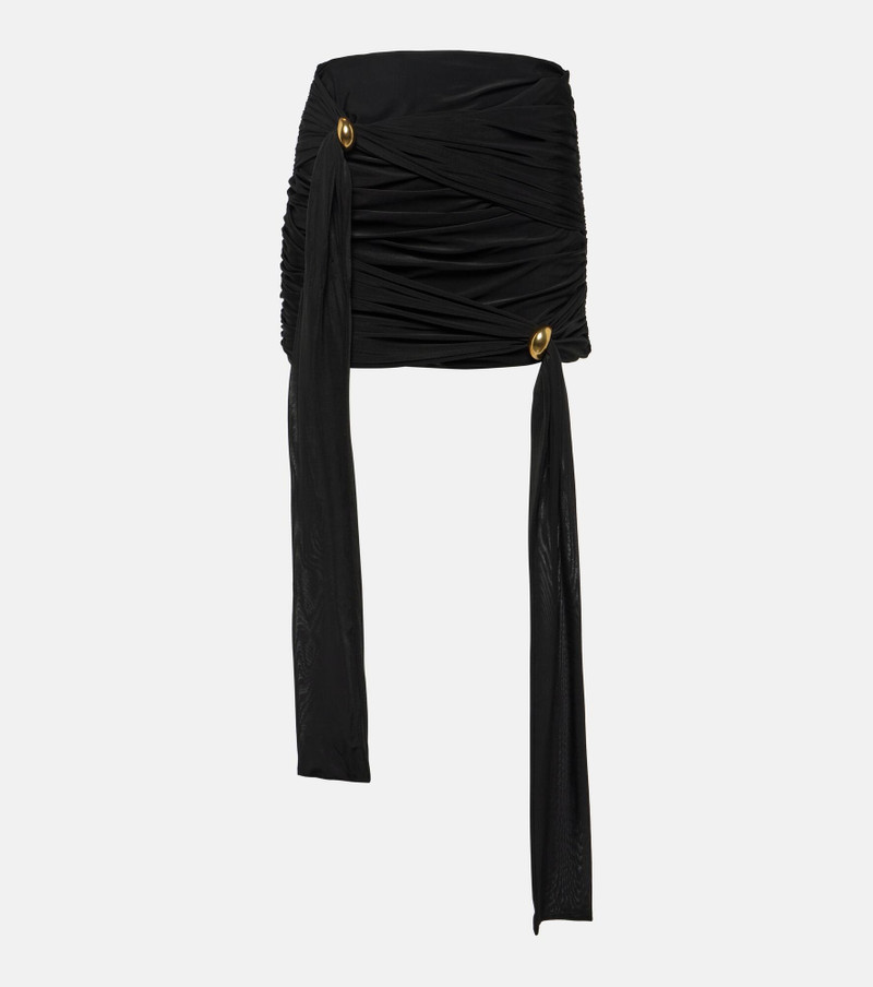 Embellished draped jersey miniskirt - 1