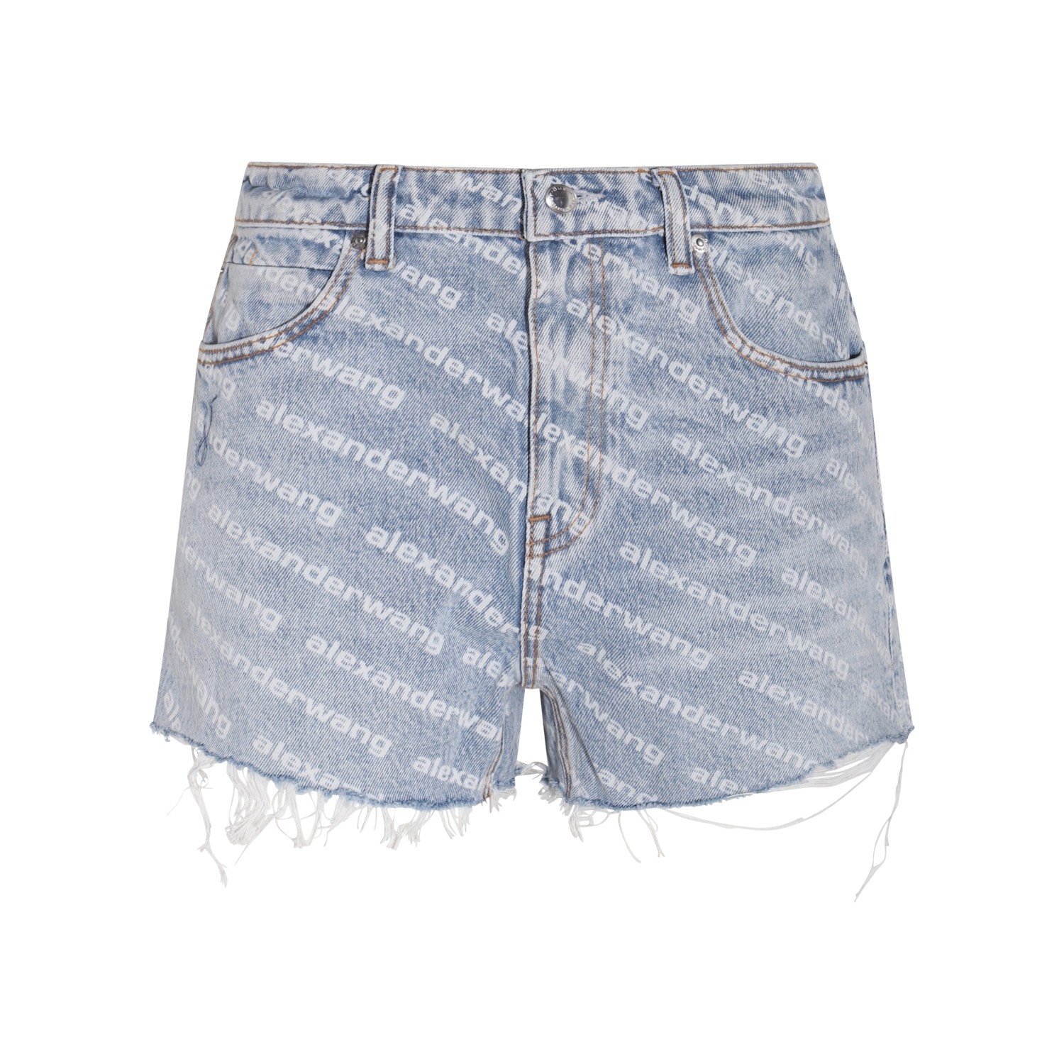 LIGHT BLUE COTTON DENIM SHORTS - 1