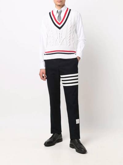 Thom Browne RWB trim cable knit tank top outlook