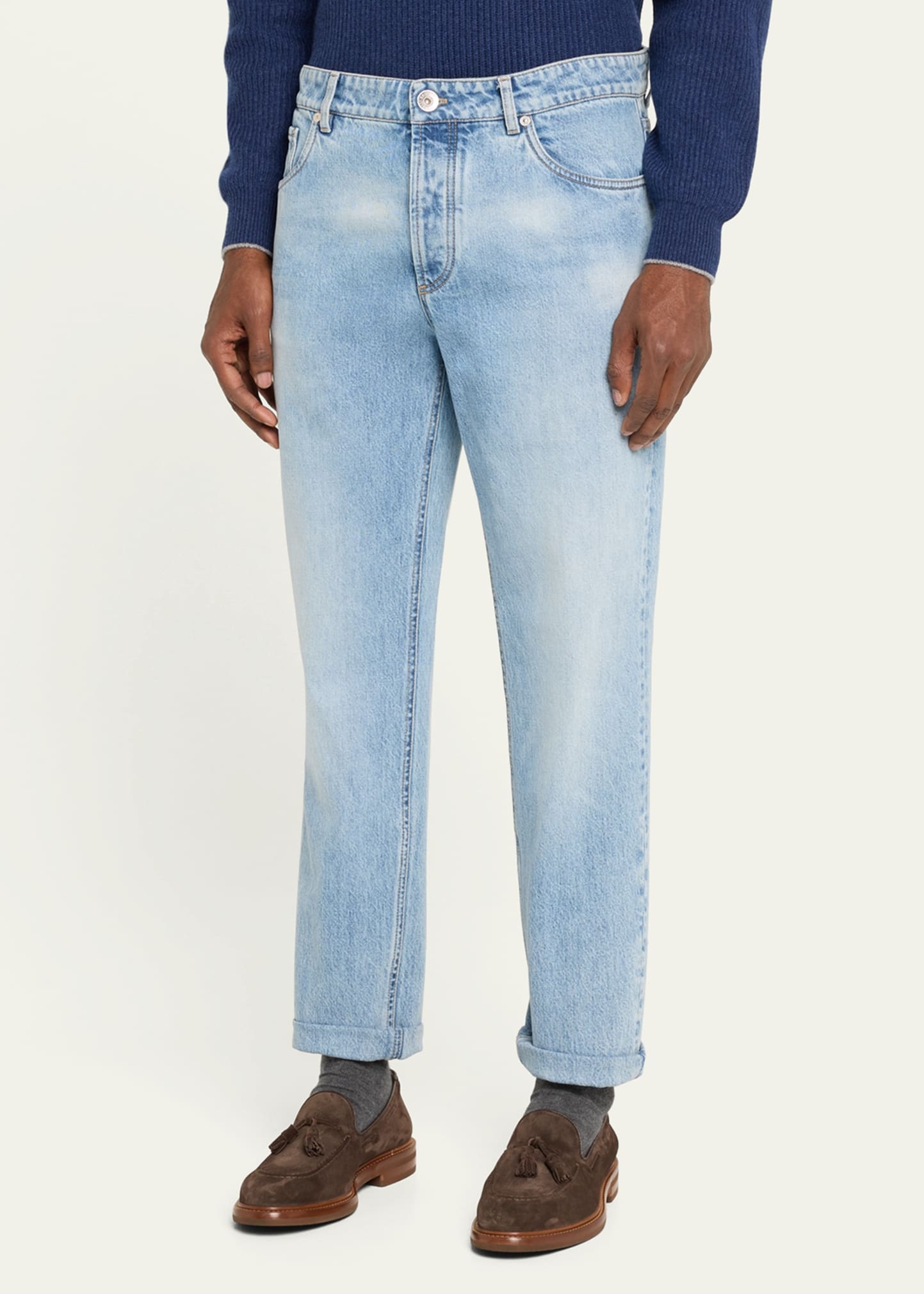 Men's Slim Light-Wash Denim Jeans - 4