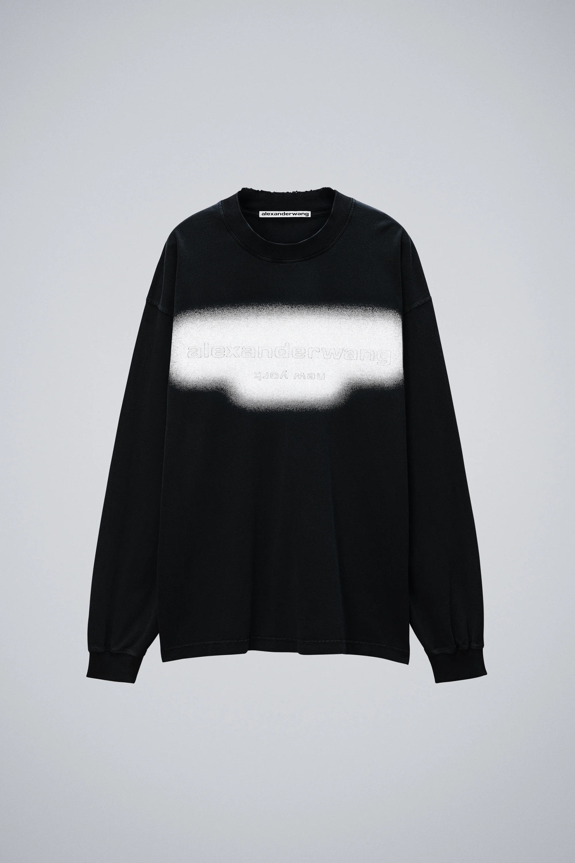 Alexander Wang Long Sleeve Logo Tee in Jersey Oversized 