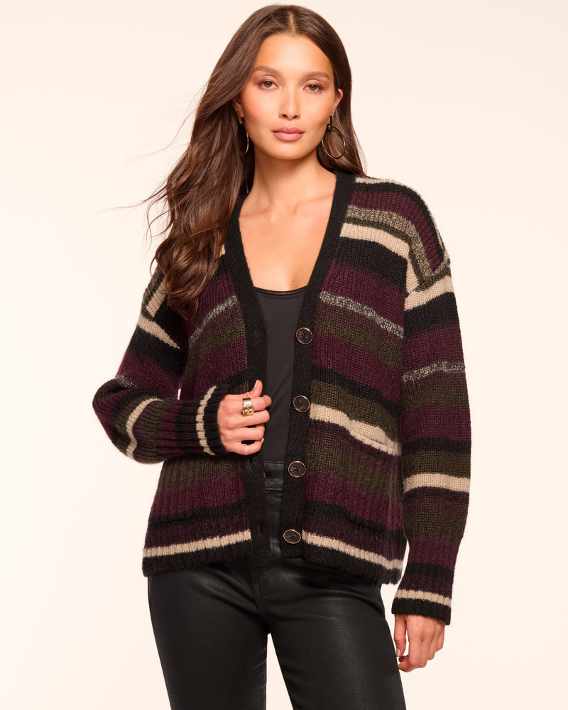 RAMY BROOK Caroline Striped Cardigan Sweater outlook
