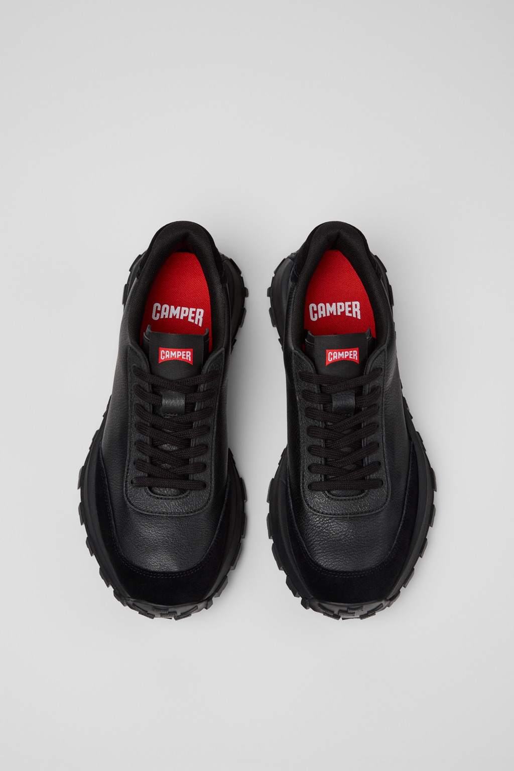 Black Leather and Nubuck Sneakers for Men. - 4