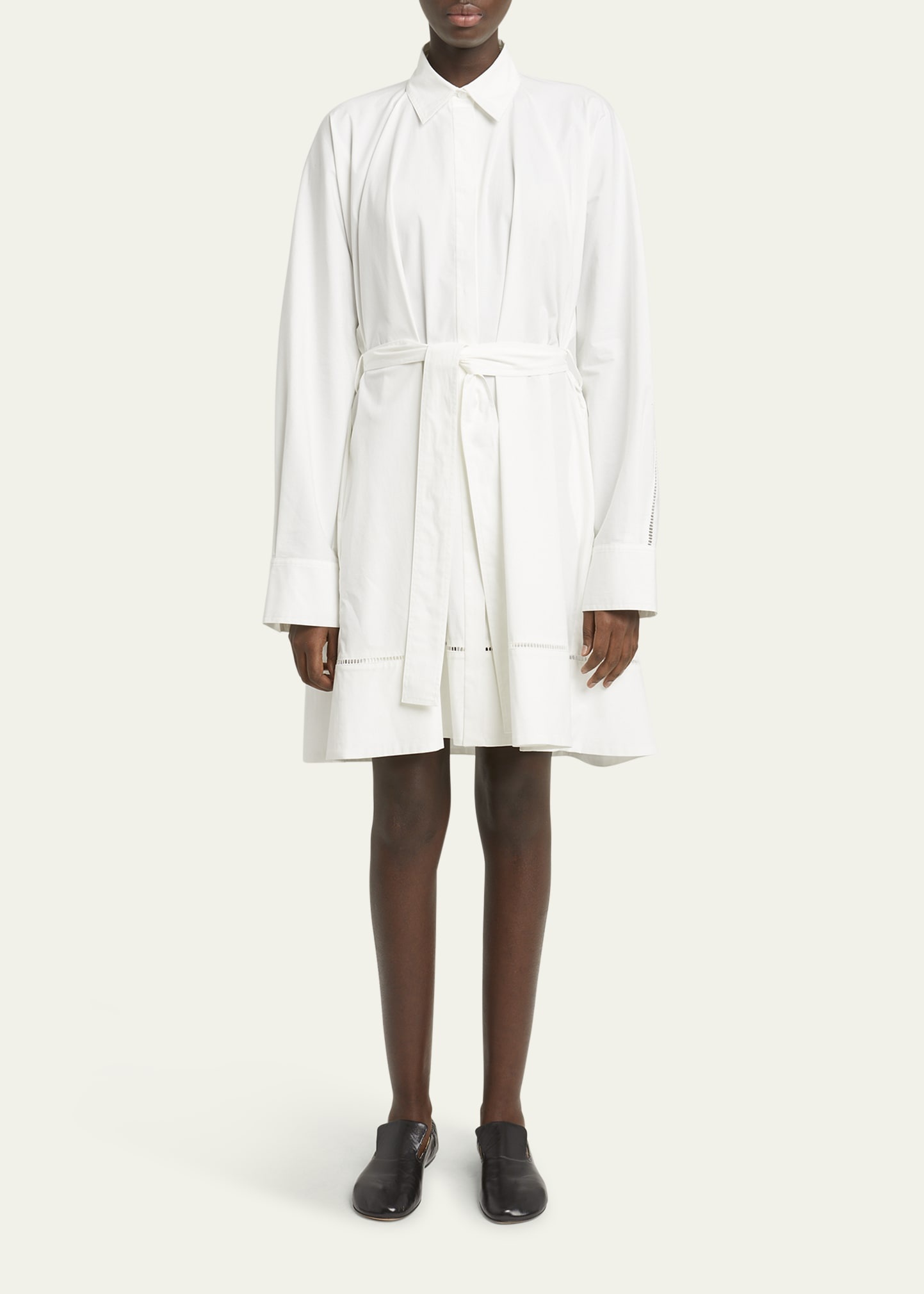 Sammy Belted Ladder Stitch Poplin Dress - 2