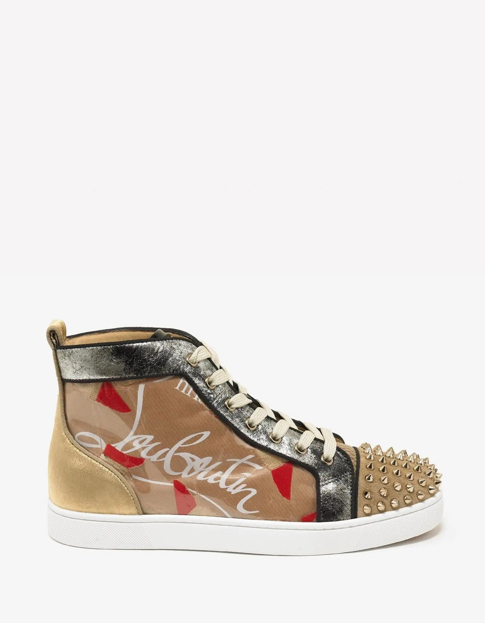 Christian Louboutin Lou Spikes Loubi Kraft Flat High Top Trainers - 2