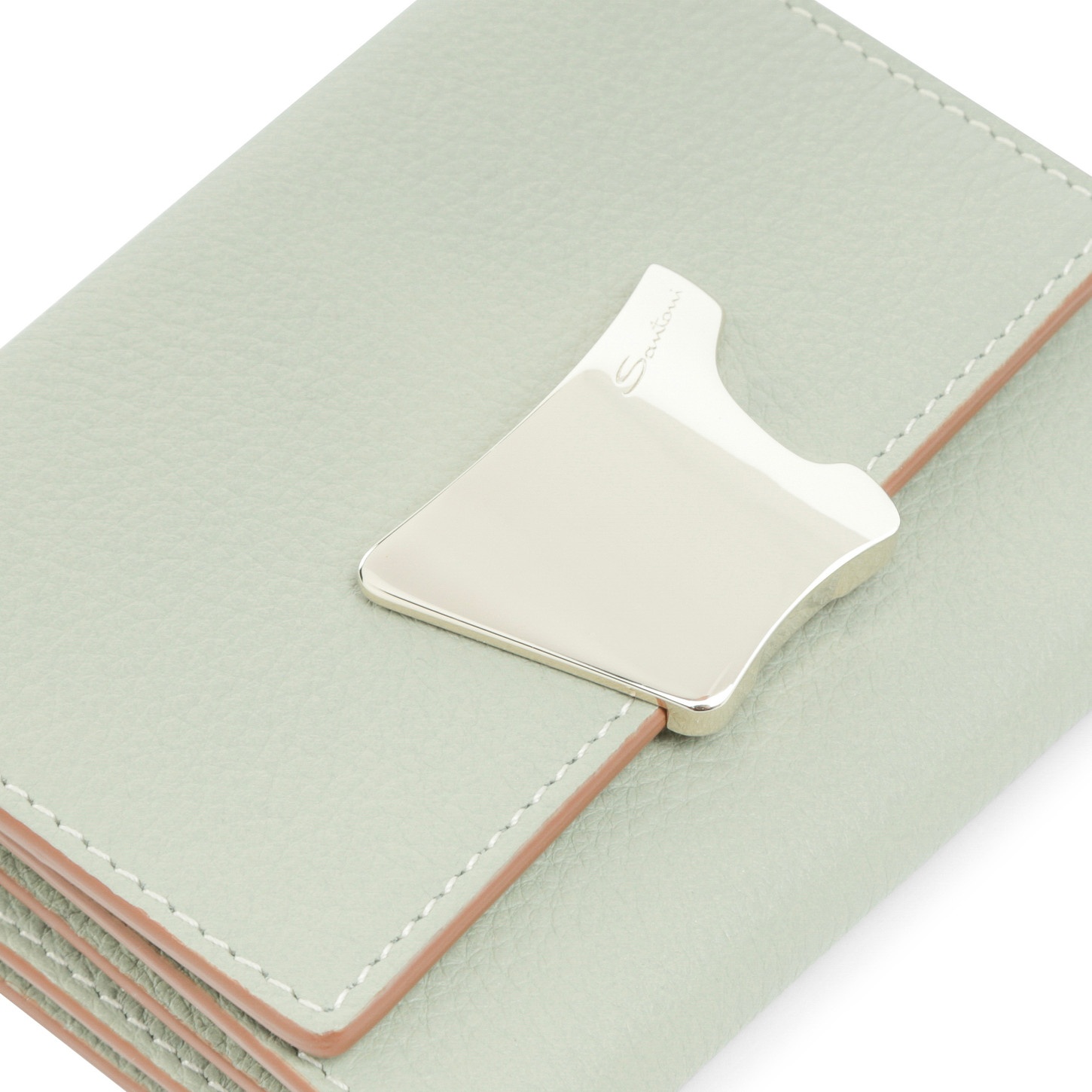 Green tumbled leather wallet with coin pocket - 3