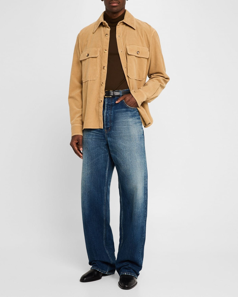 SAINT LAURENT Men's Wide-Leg Faded Jeans outlook