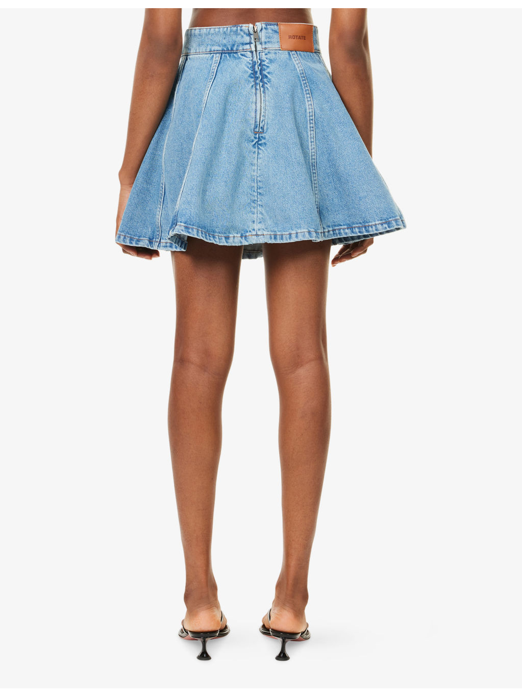 Flared Denim Mini Skirt - 4
