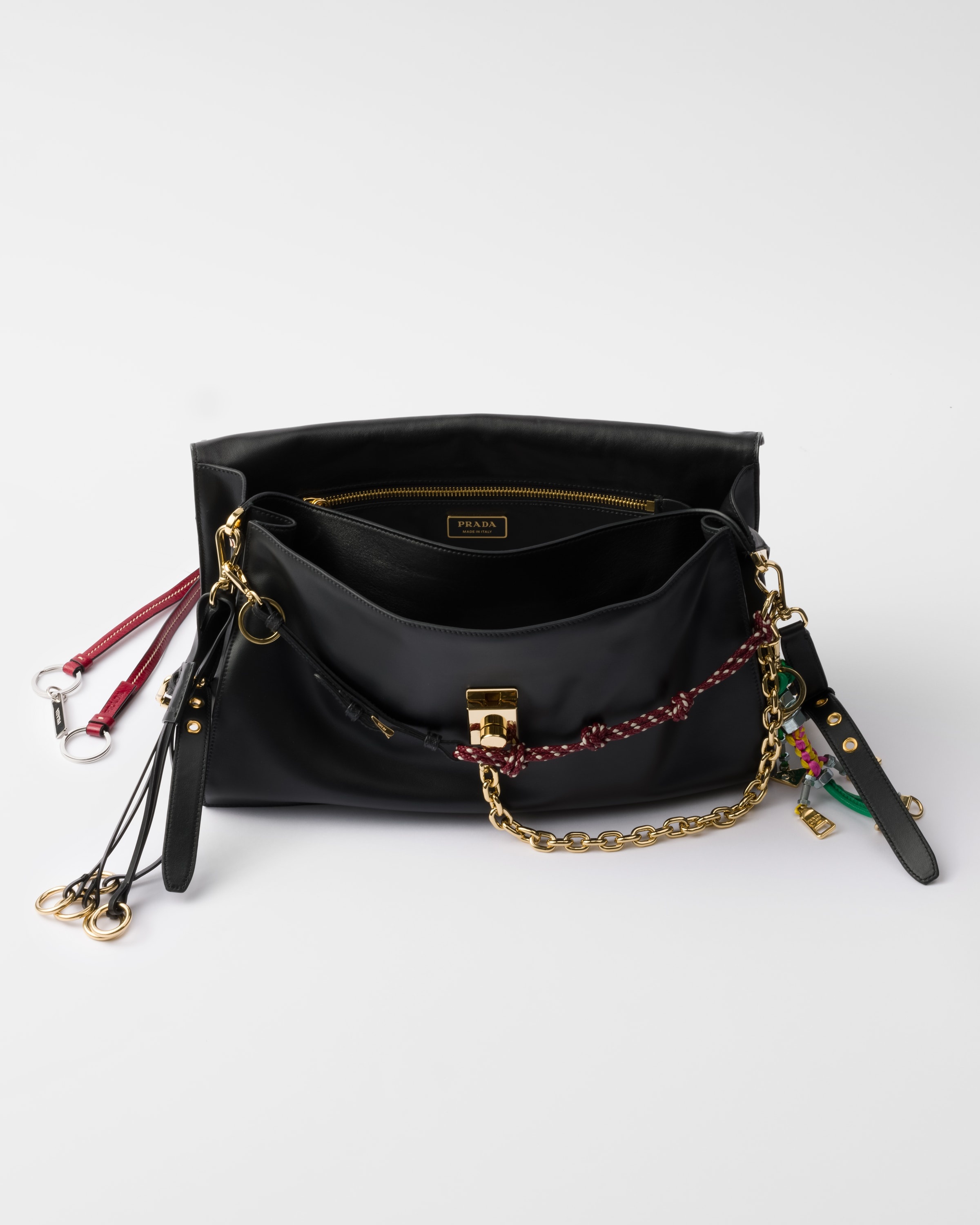 VIP価格.PRADA SOFT SOUND SHOULDER BAG 関税送料込 Black Prada Soft Sound Large Leather Shoulder Bag With