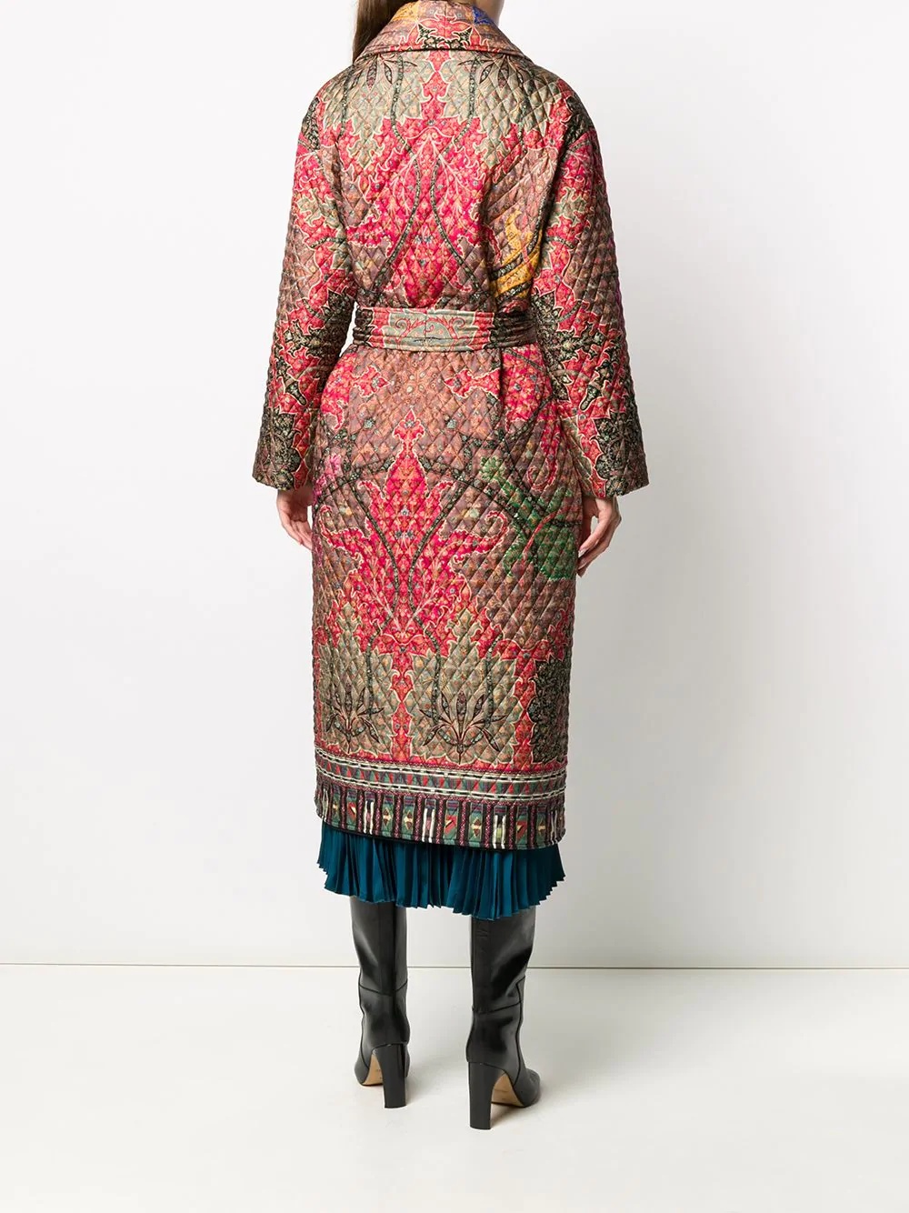 paisley-print matelassé coat - 4