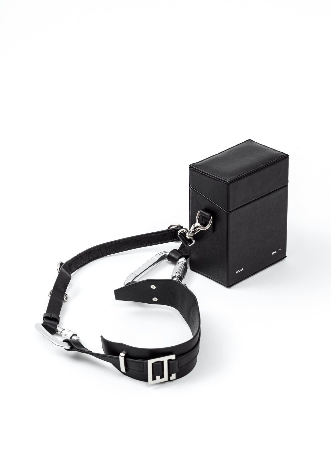 BLACK LEATHER STRAP BOX BAG - 5