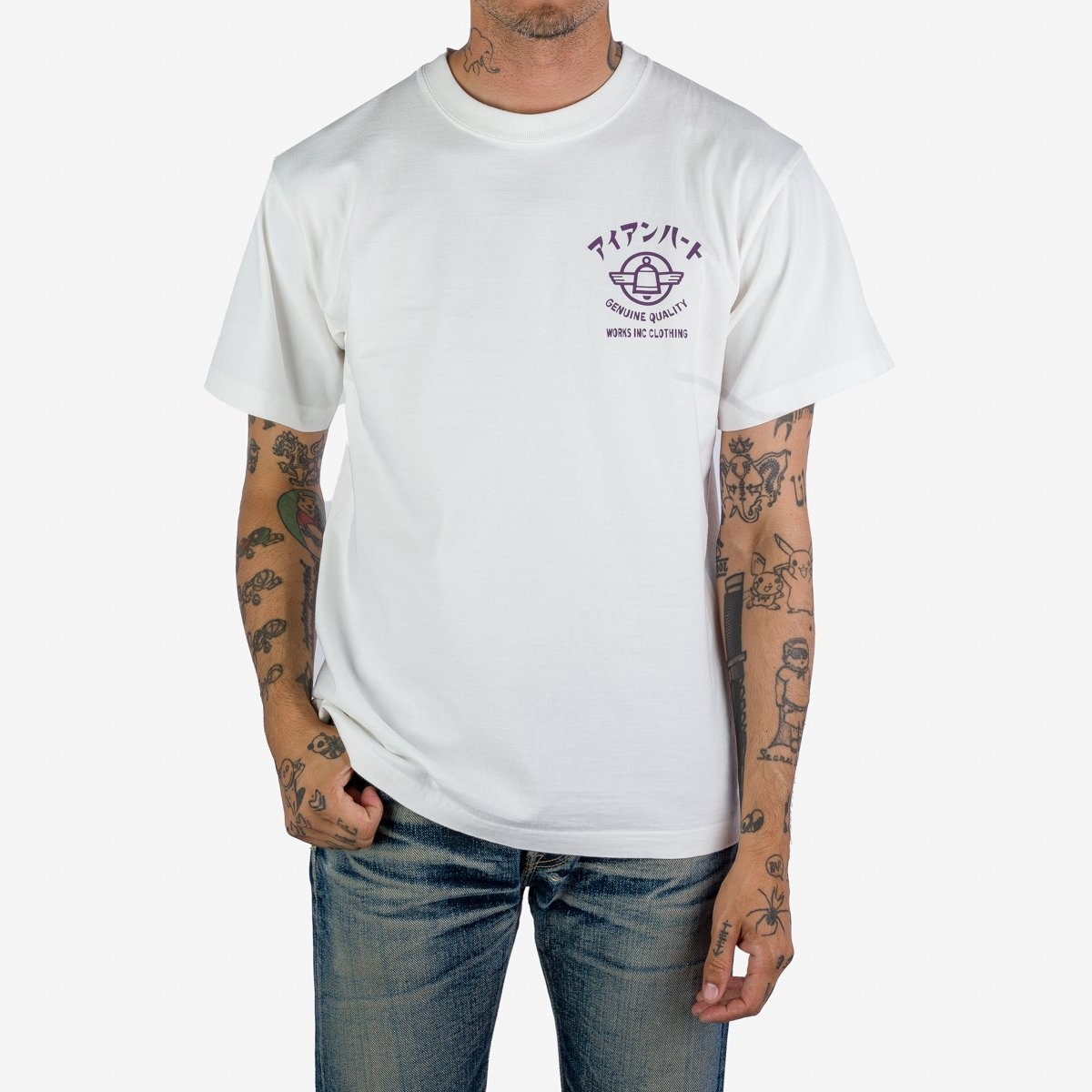 IHPT-2305-WHT 7.5oz Printed Loopwheel Crew Neck T-Shirt - White - 3