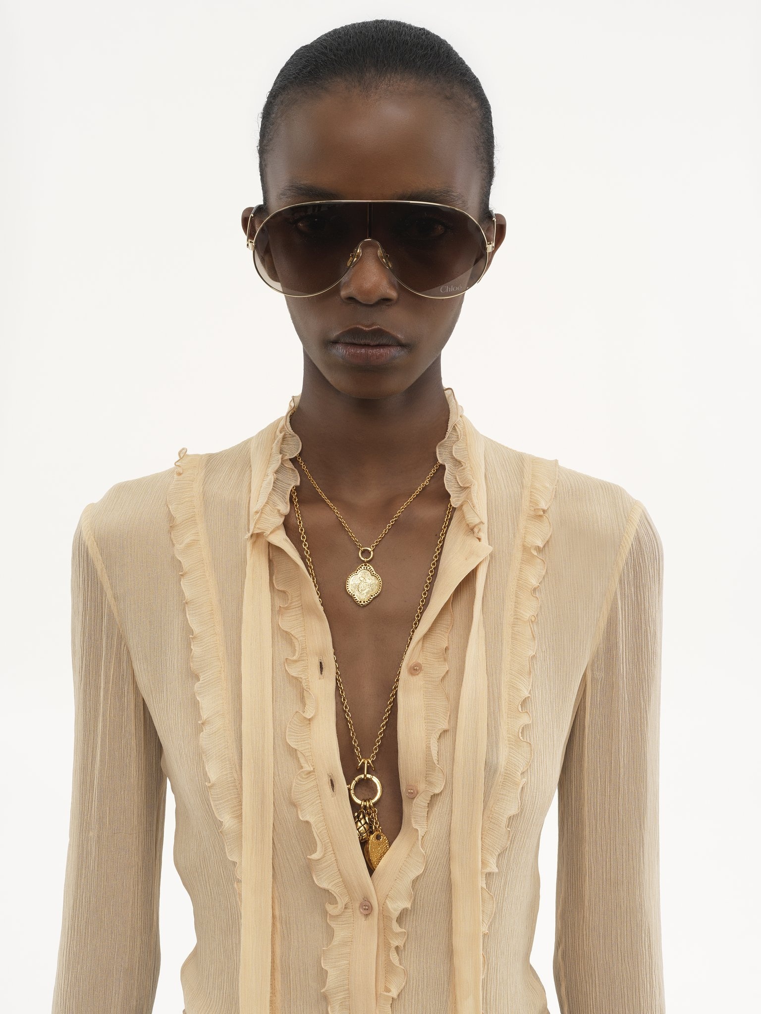 RUFFLED FITTED BLOUSE IN SILK CRÊPON - 7