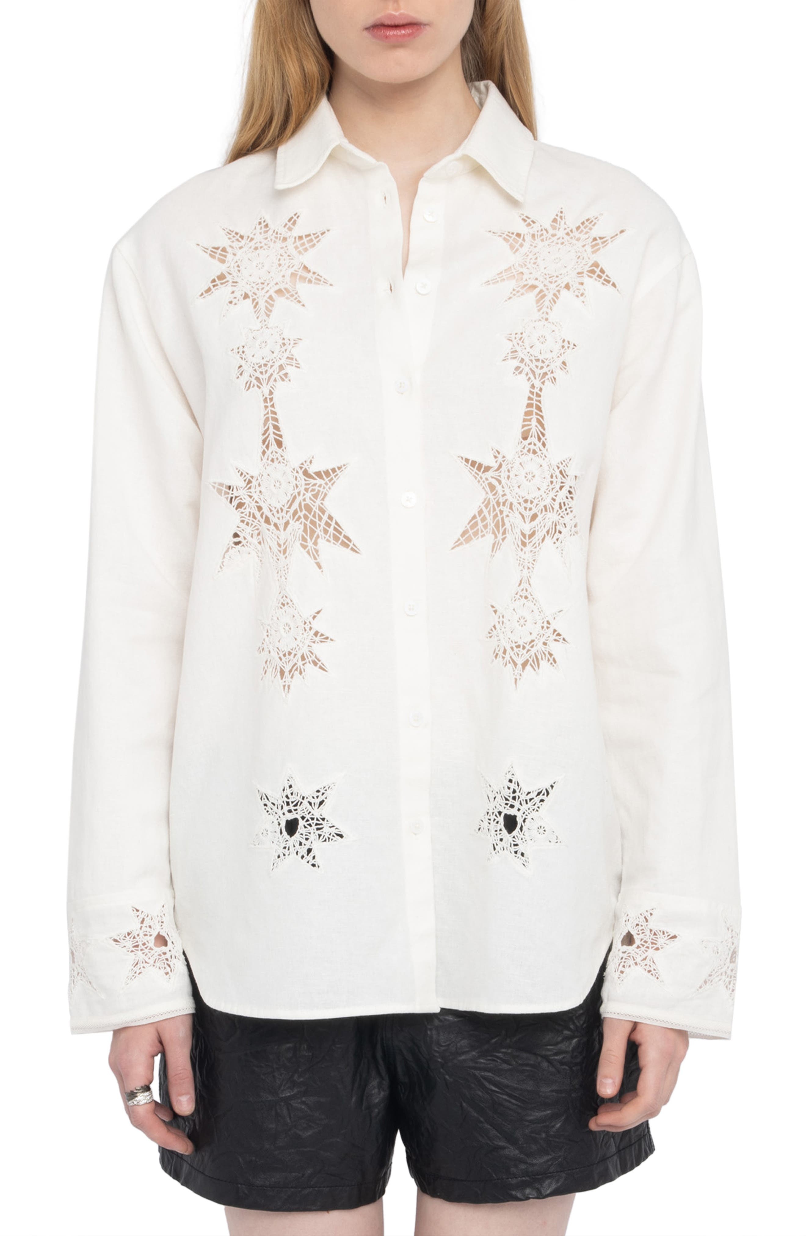 Zadig & Voltaire Morning Stitch Linen Blend Shirt in Judo at Nordstrom - 1