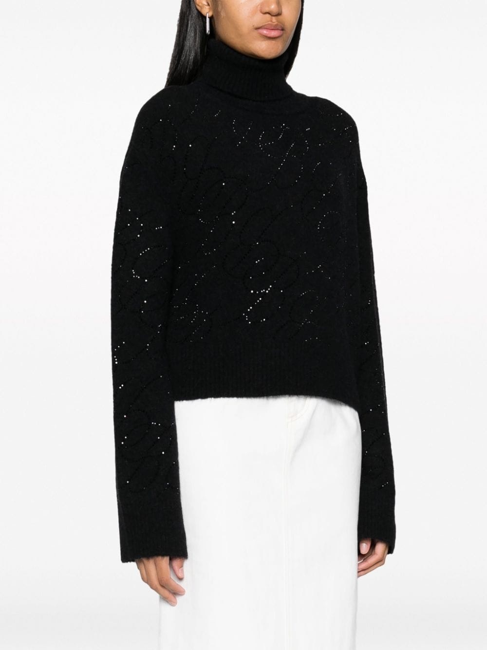 crystal-embellished knitted jumper - 3