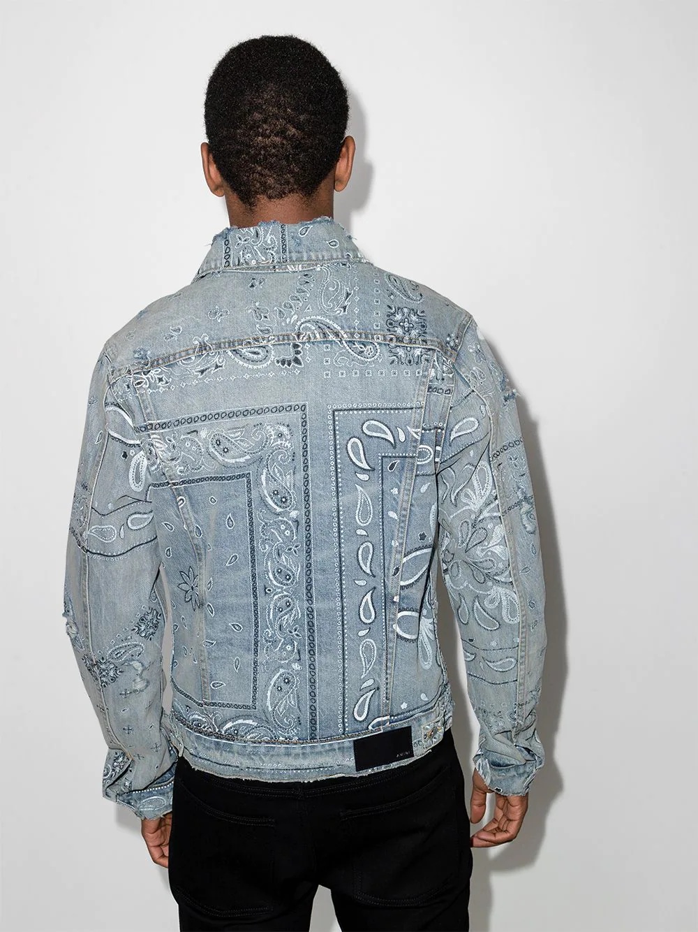 bandana-print denim jacket - 3