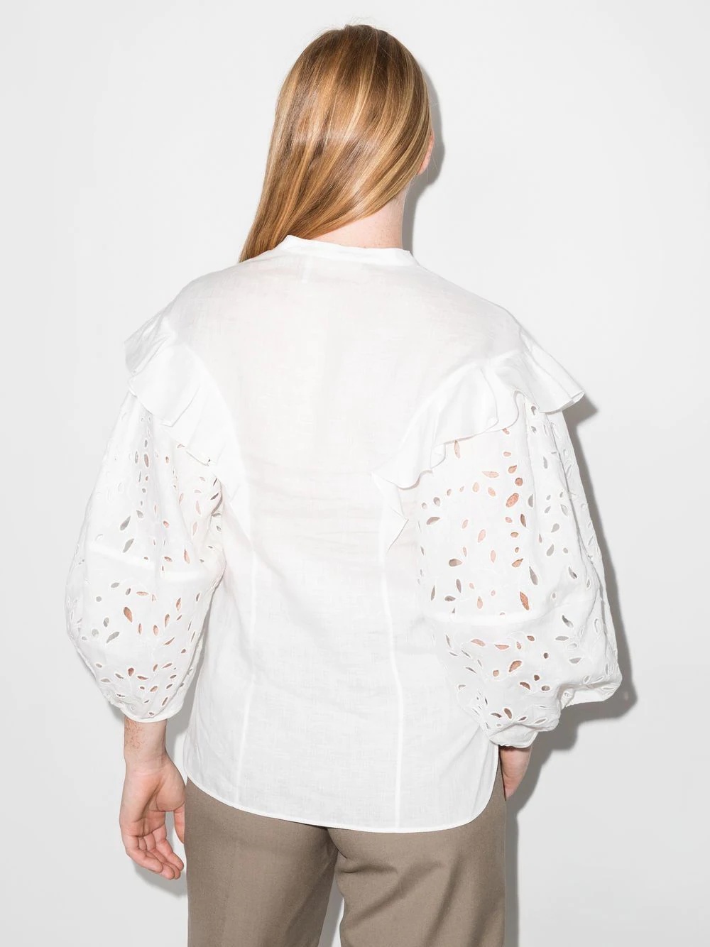 broderie-anglaise ruffled blouse - 3