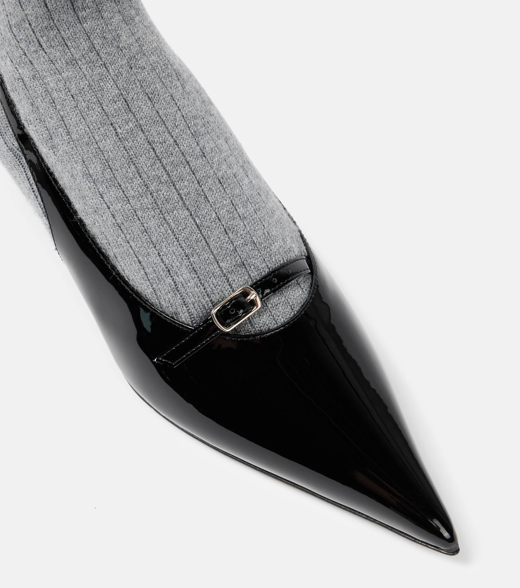 Patent leather slingback pumps with socks - 5