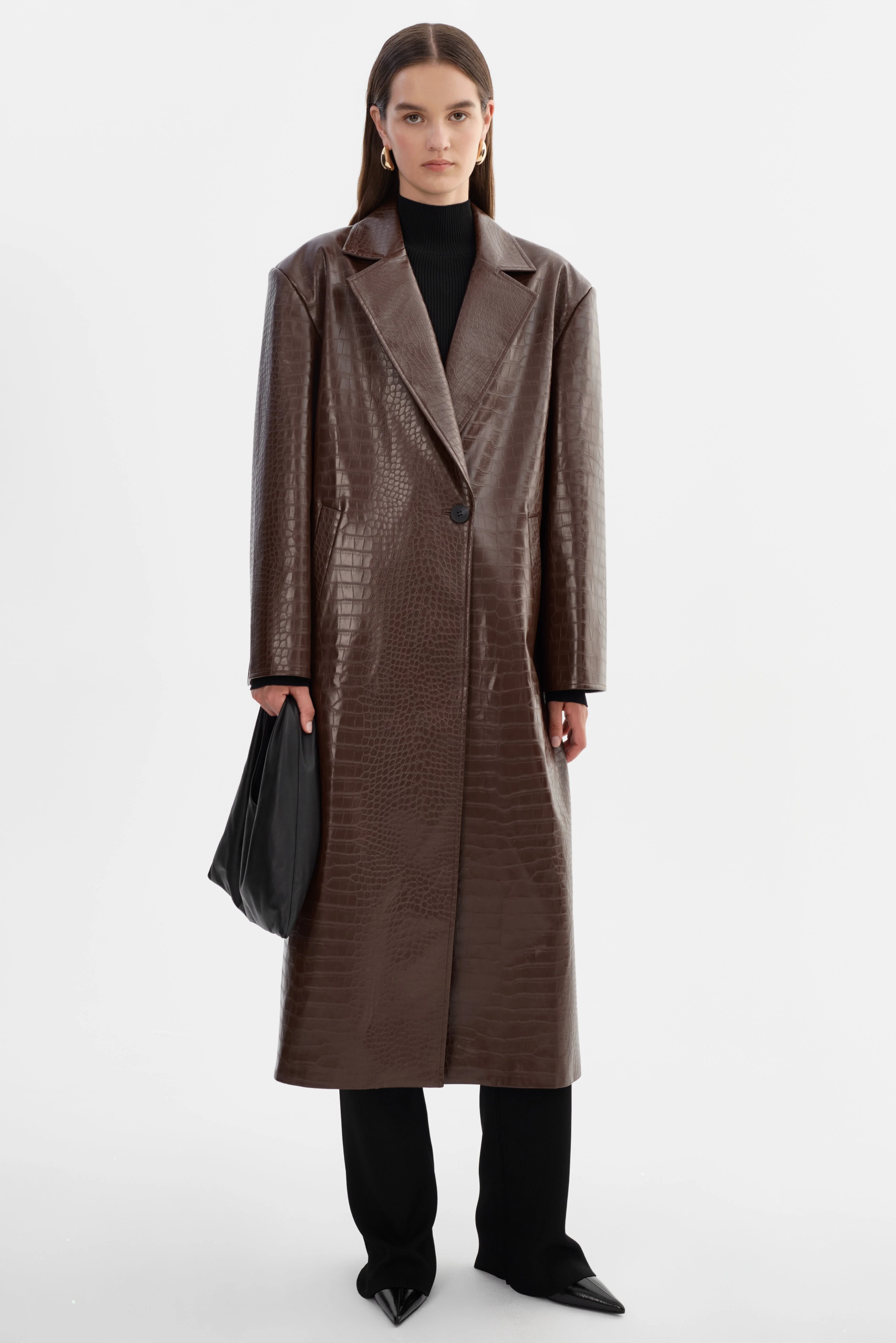 EBBA | Faux Leather Croco Coat - 1