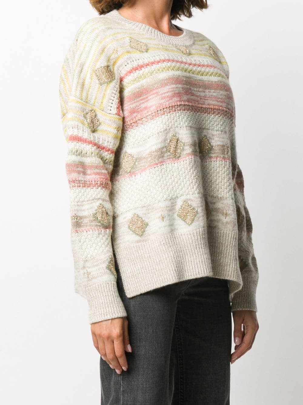 intarsia knit oversized jumper - 3