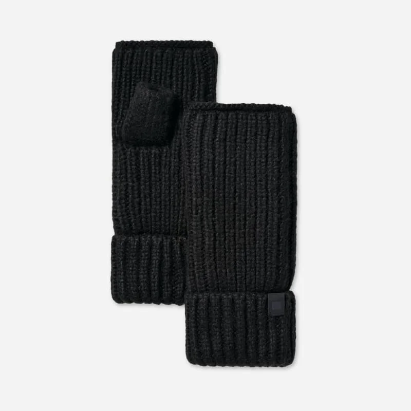 ® Women's Chunky Rib Fingerless Glove in Black - 1