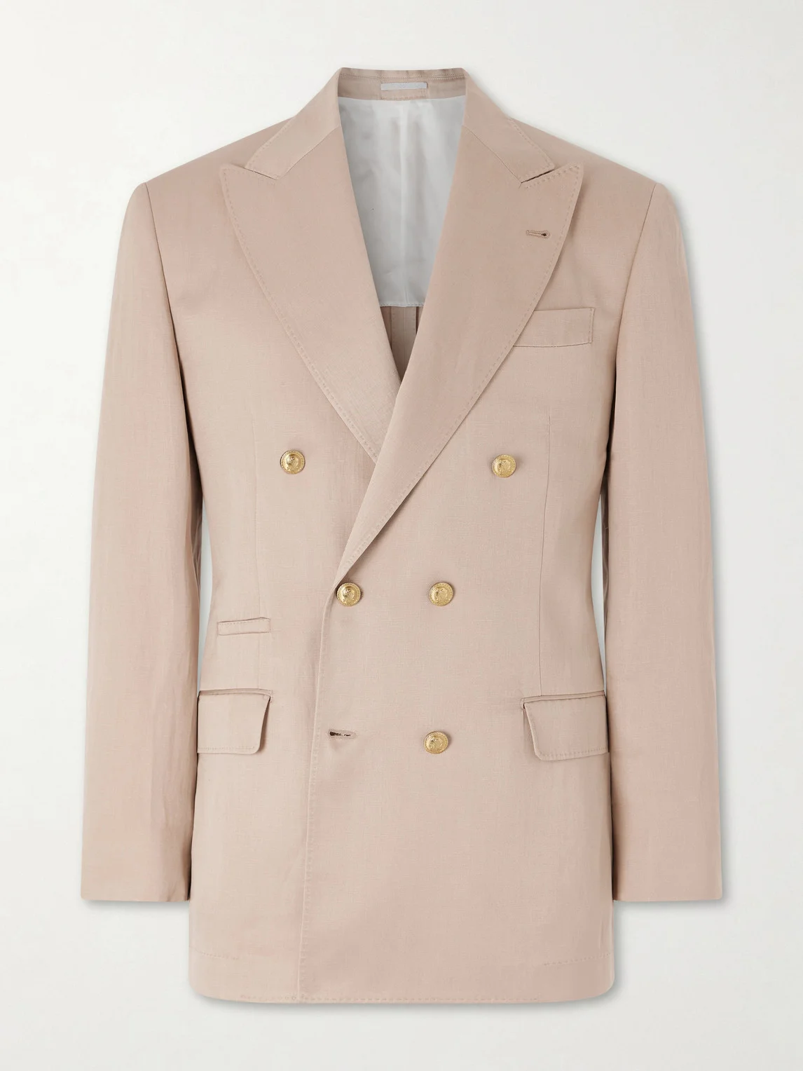 Double-Breasted Silk and Linen-Blend Twill Blazer - 1