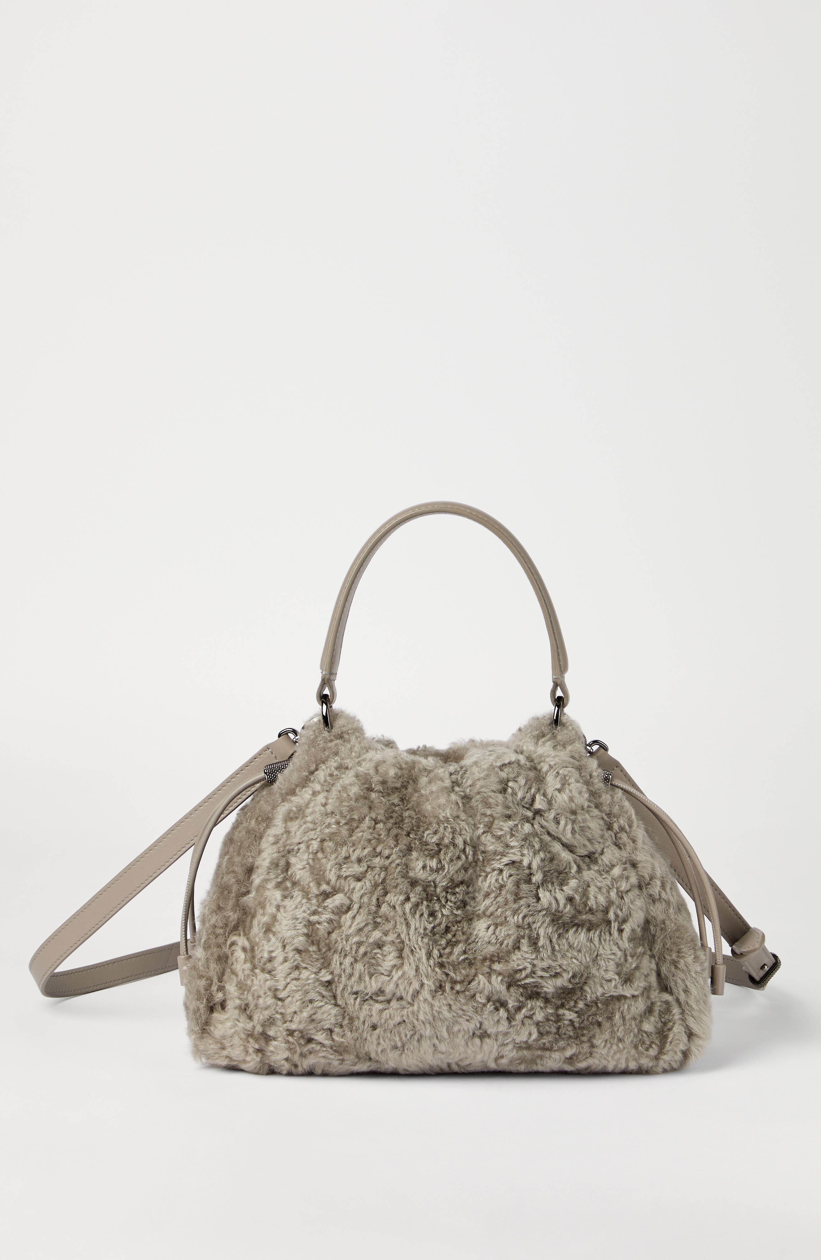 Brunello Cucinelli Shearling Mellow small bucket bag in Light Brown at Nordstrom - 2
